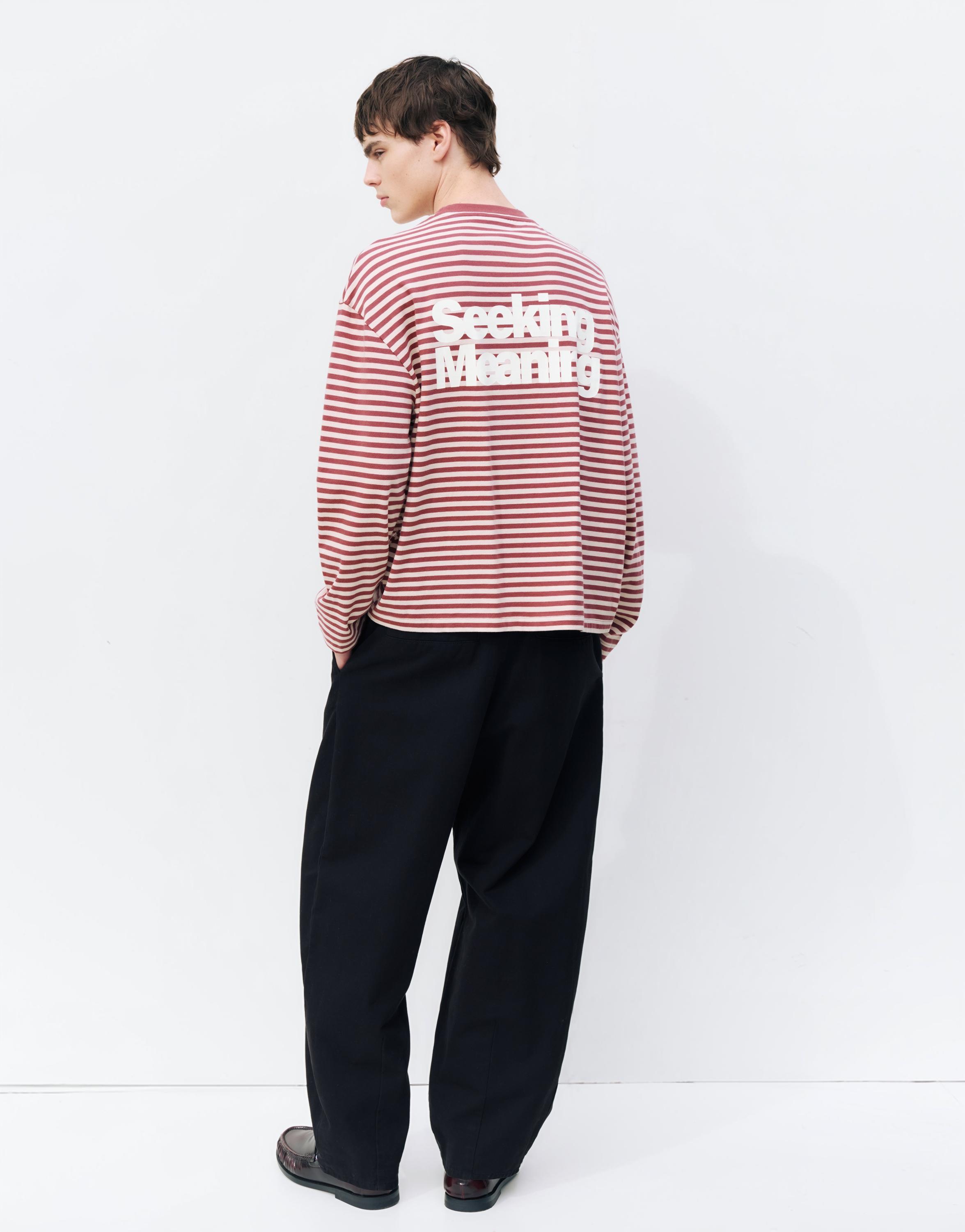 STWD striped text T-shirt — Burgundy