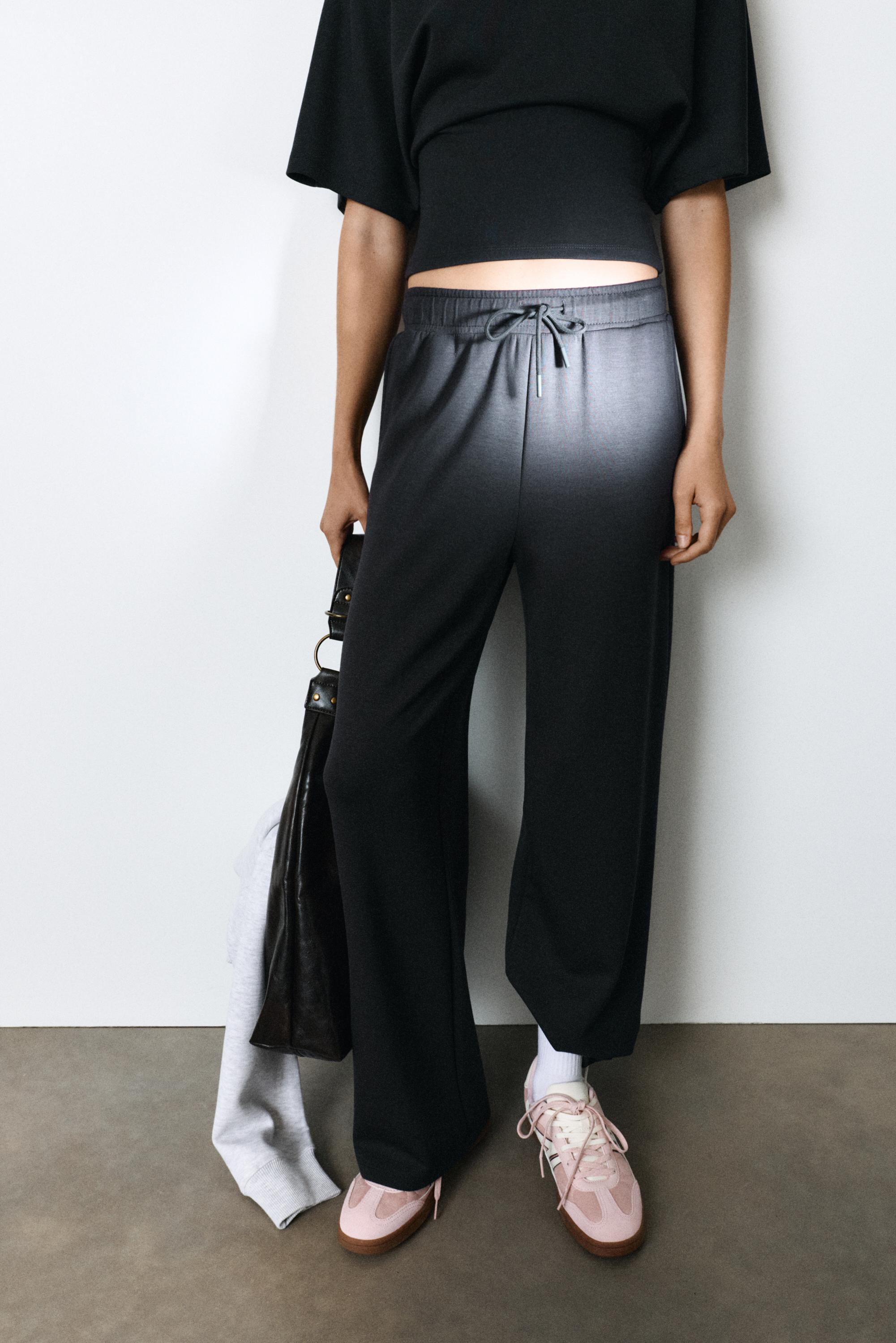 Modal wide-leg trousers — Anthracite grey