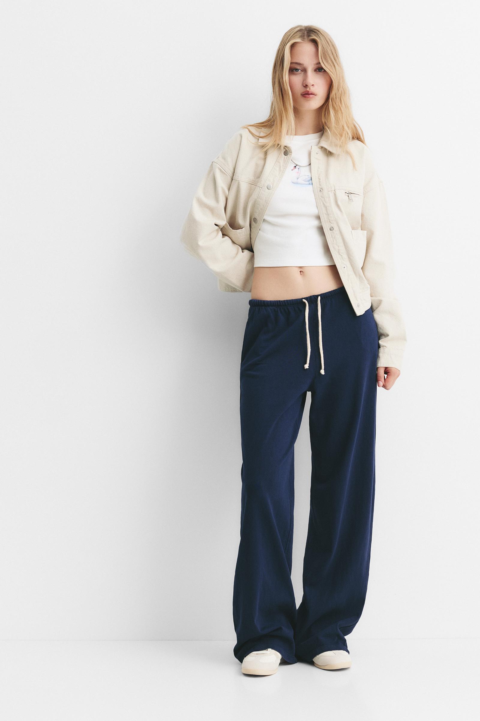 Pantalon De Survêtement Wide Leg Bleu - Pull&Bear - Modalova