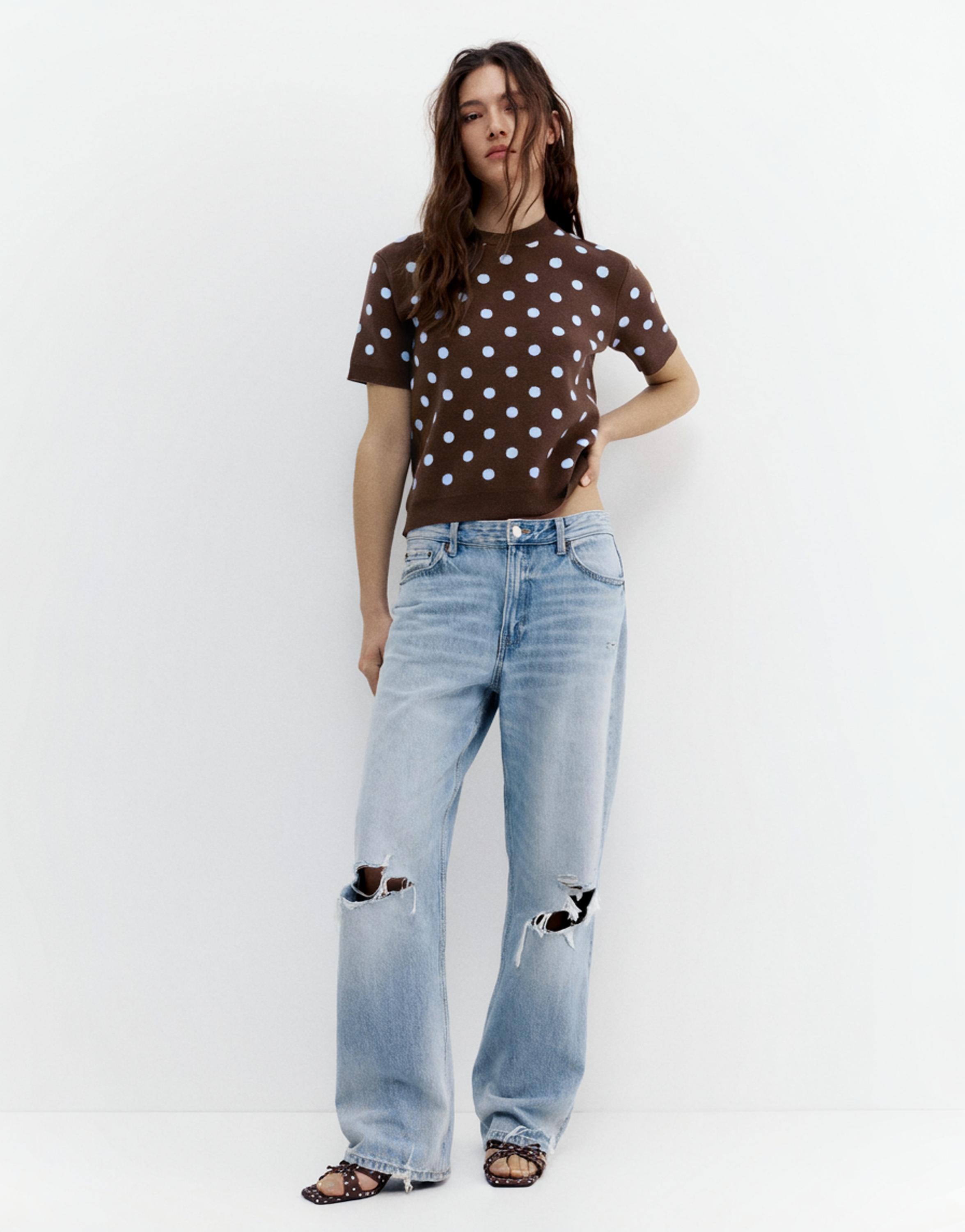 Puantiye desenli kısa kollu top - Görsel 23