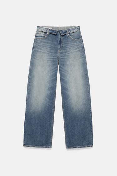 Balloon relaxed fit jeans with turned-up waistband — Greenish blue 5