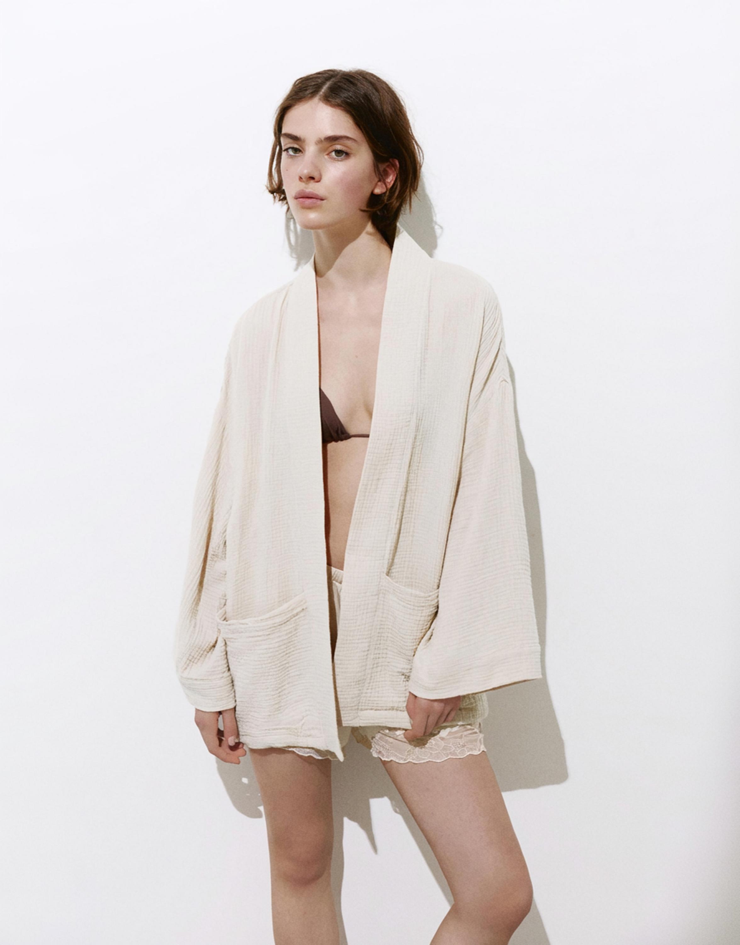 Crepe kimono — Ecru