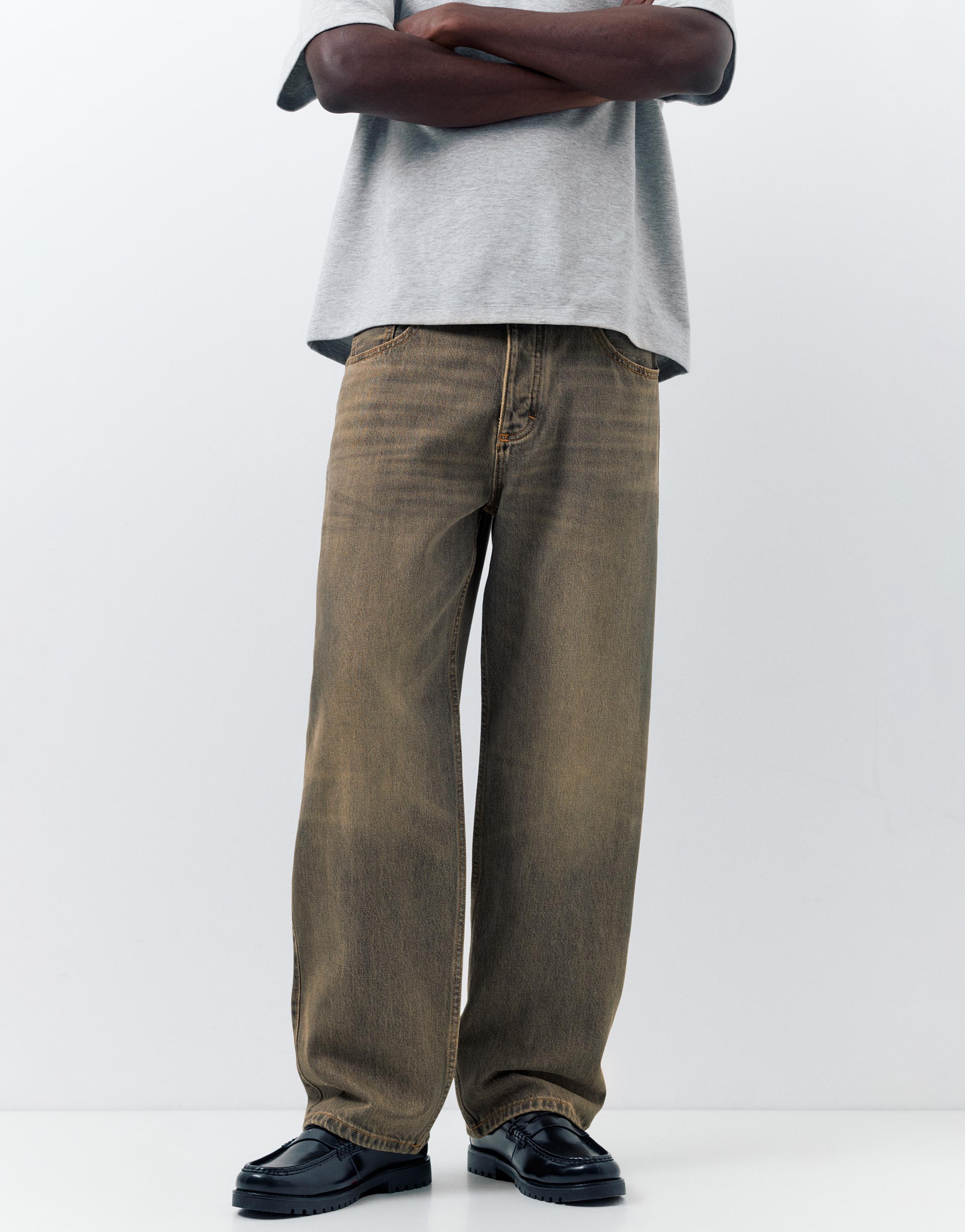 Regular straight-leg jeans — Tobacco brown