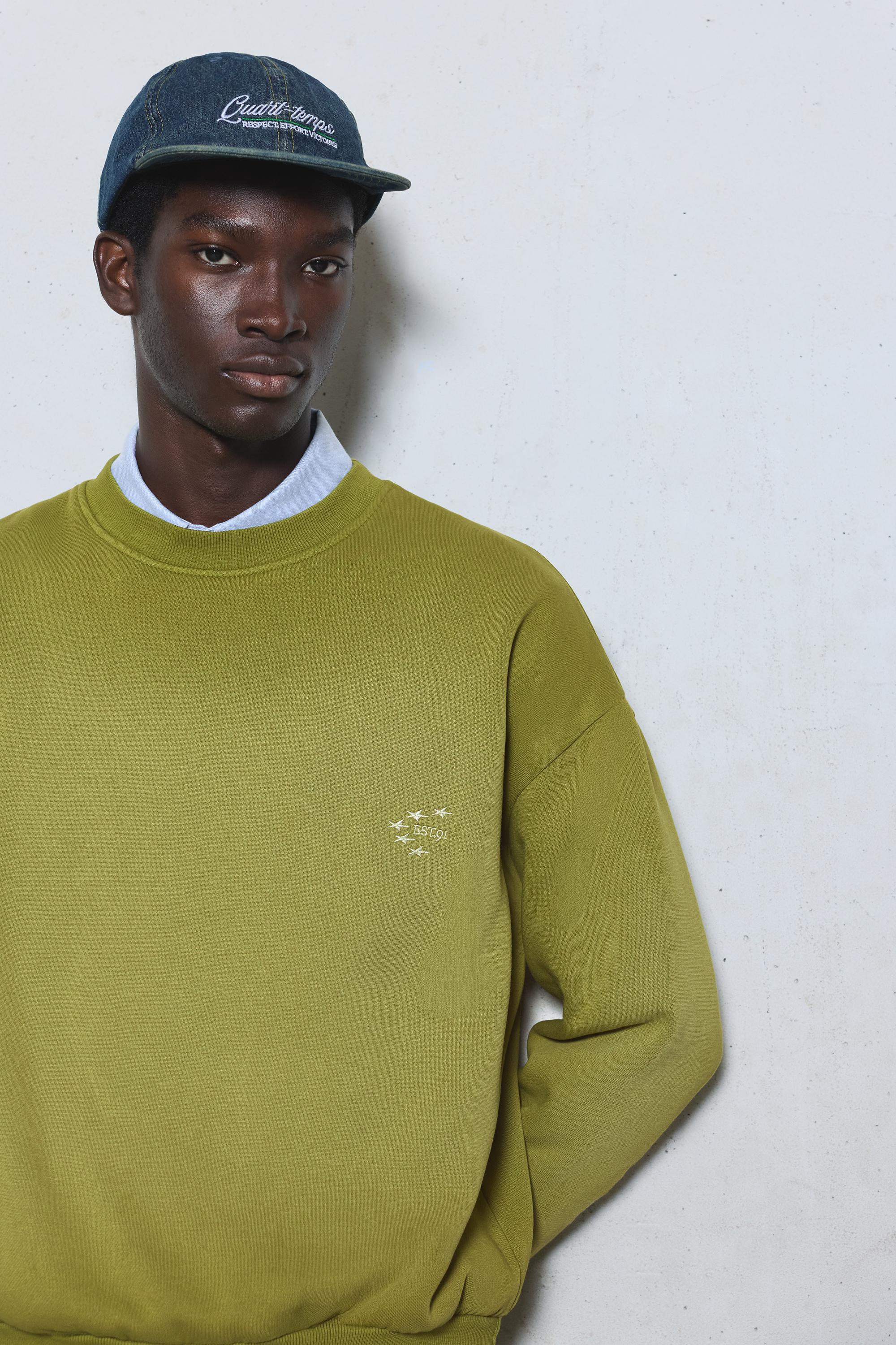 Embroidered washed-effect sweatshirt — Khaki