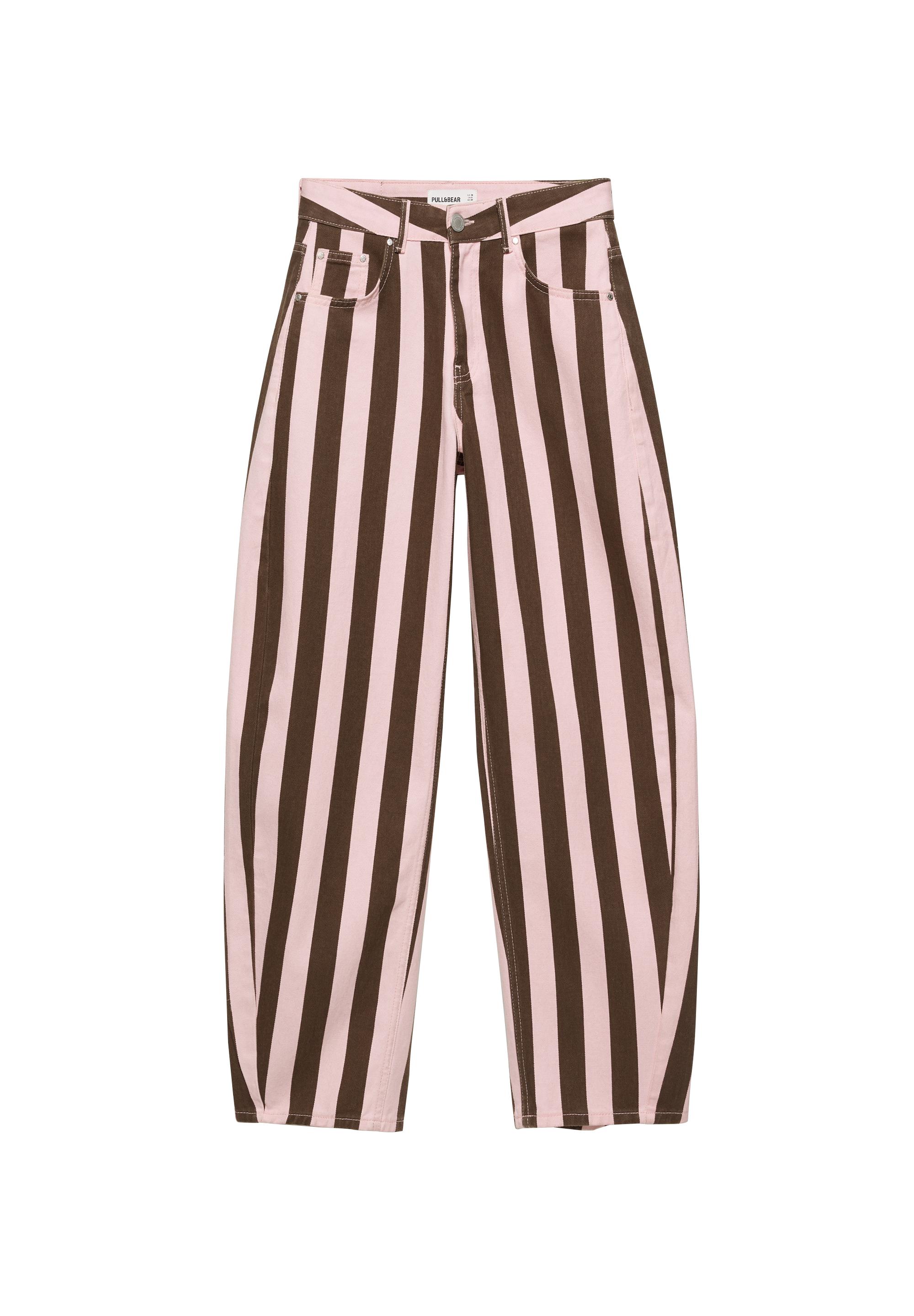Striped barrel jeans — Rose pink