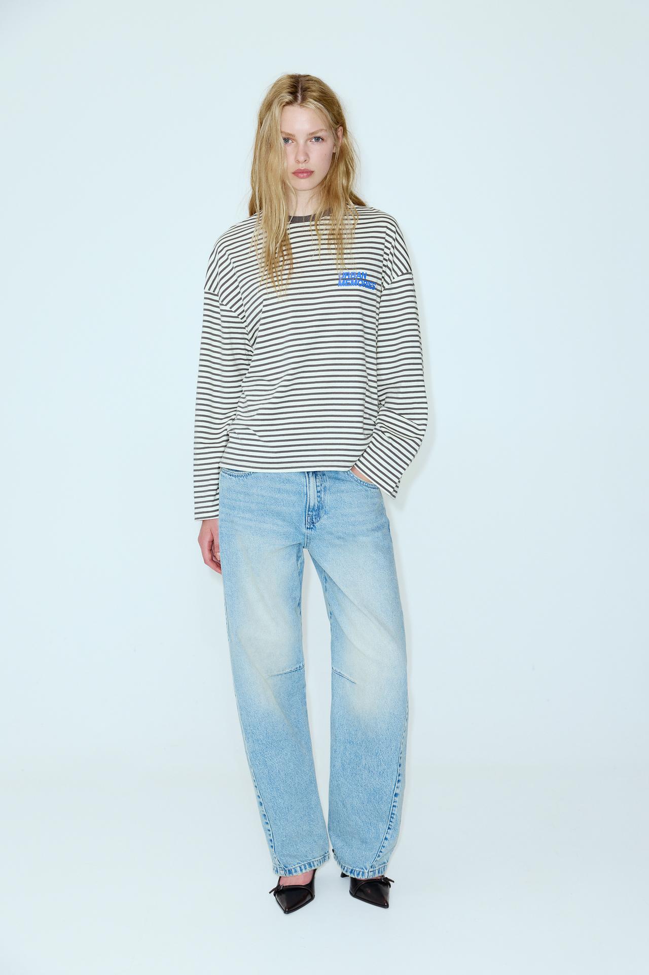 Graphic striped T-shirt — Anthracite grey