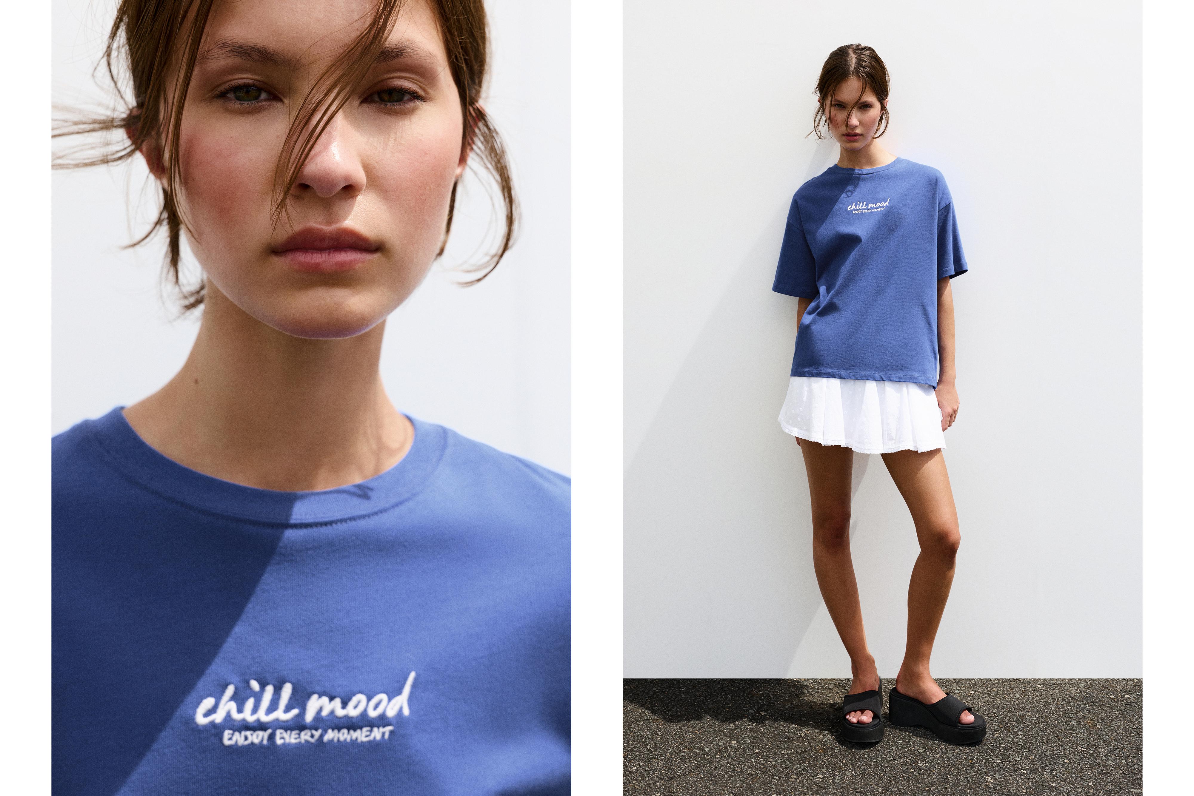 Oversize palm tree graphic T-shirt — Ink blue