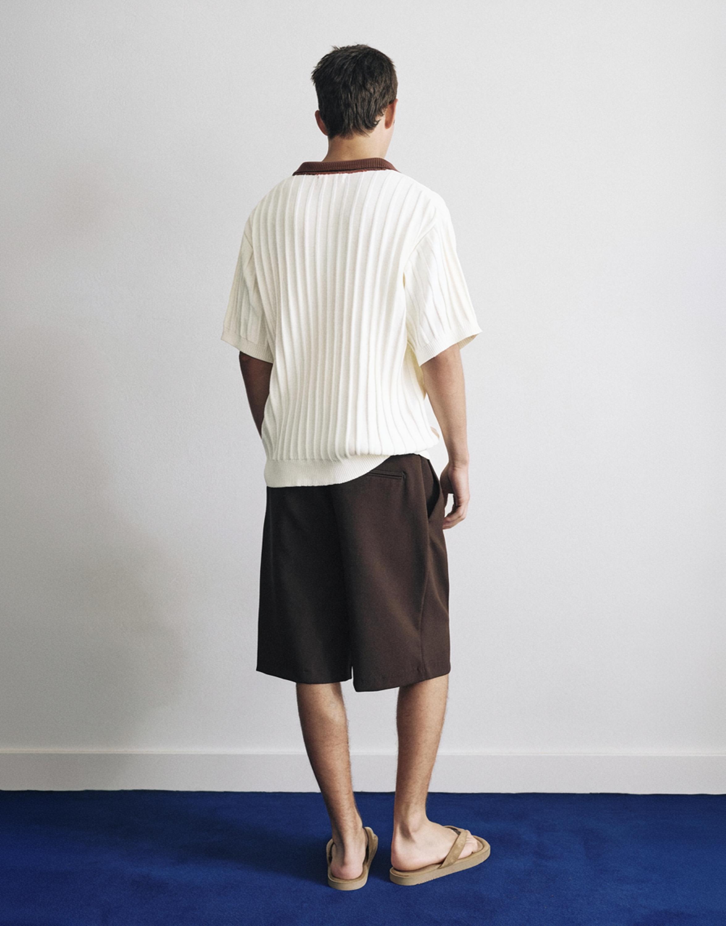 Contrast collar polo shirt — Off white