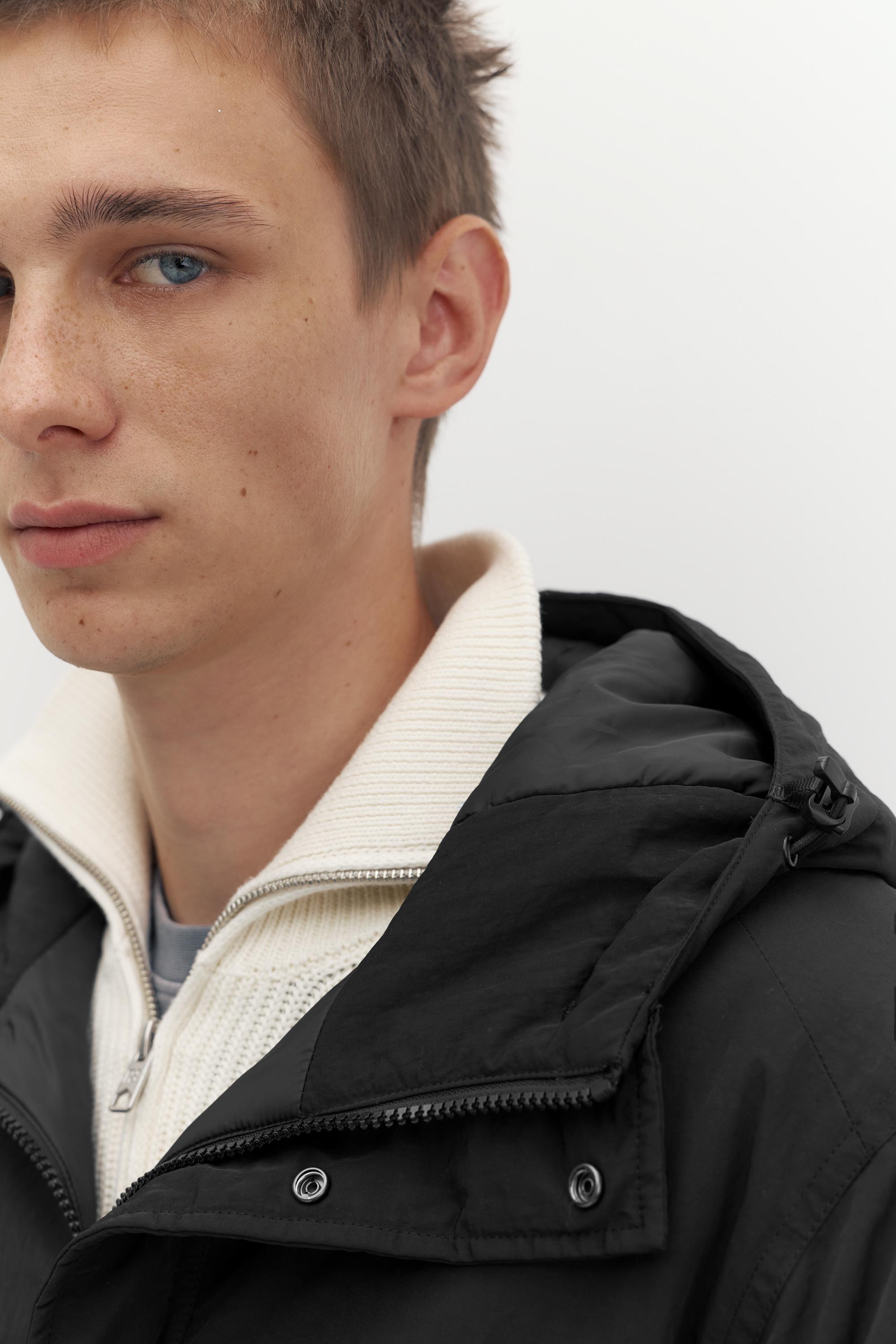 Hooded anorak jacket — Black