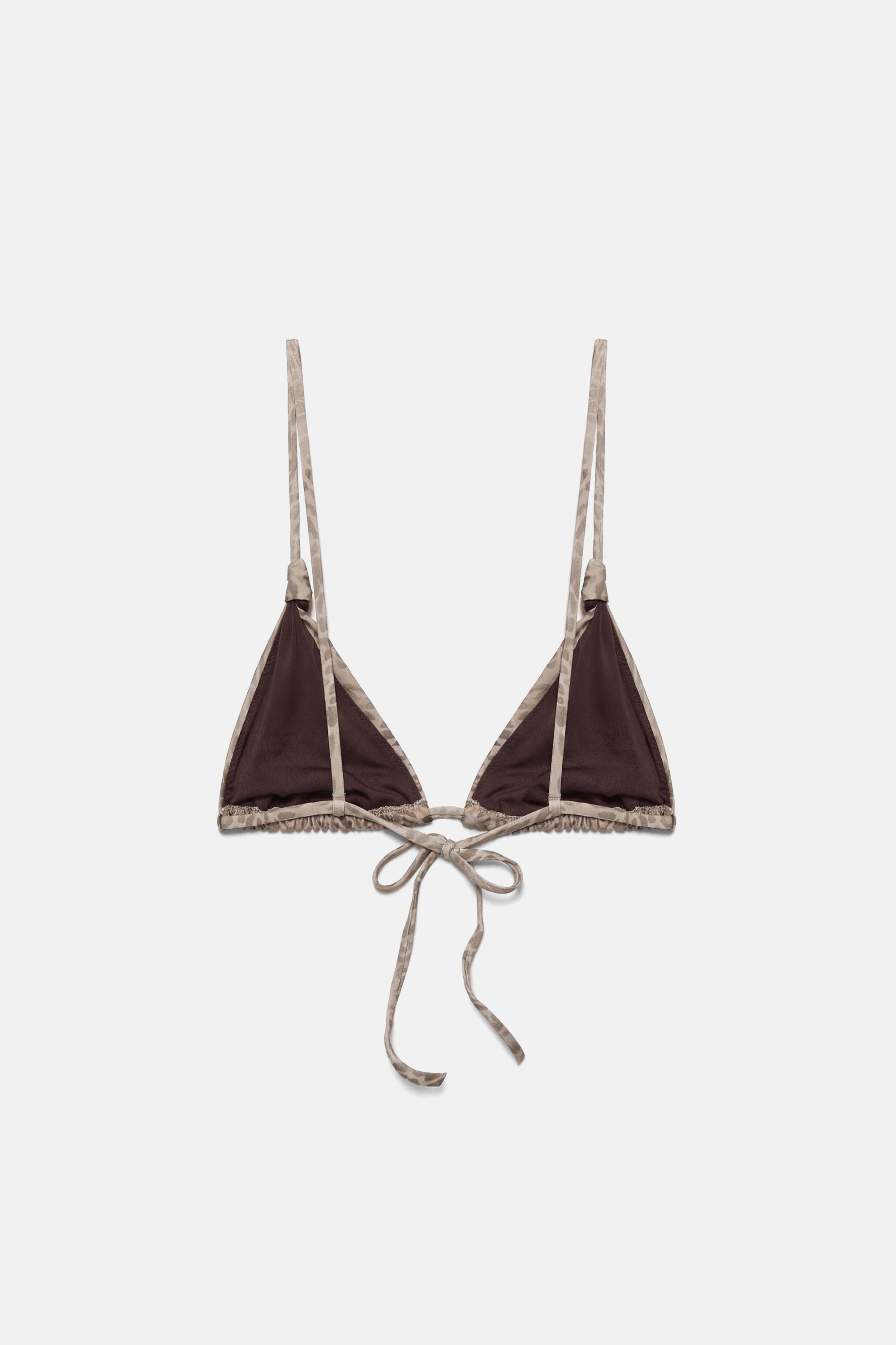 Leopar desenli üçgen bikini üstü - Görsel 6