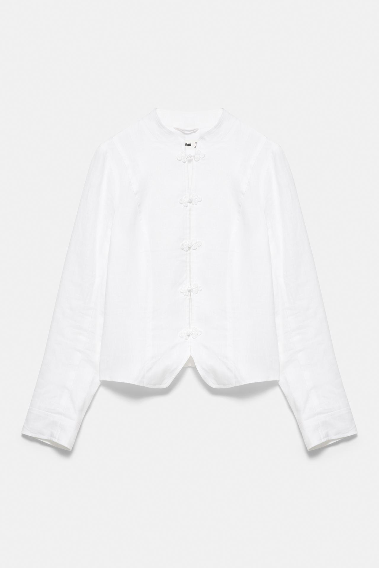 100% linen frog fastening jacket — White