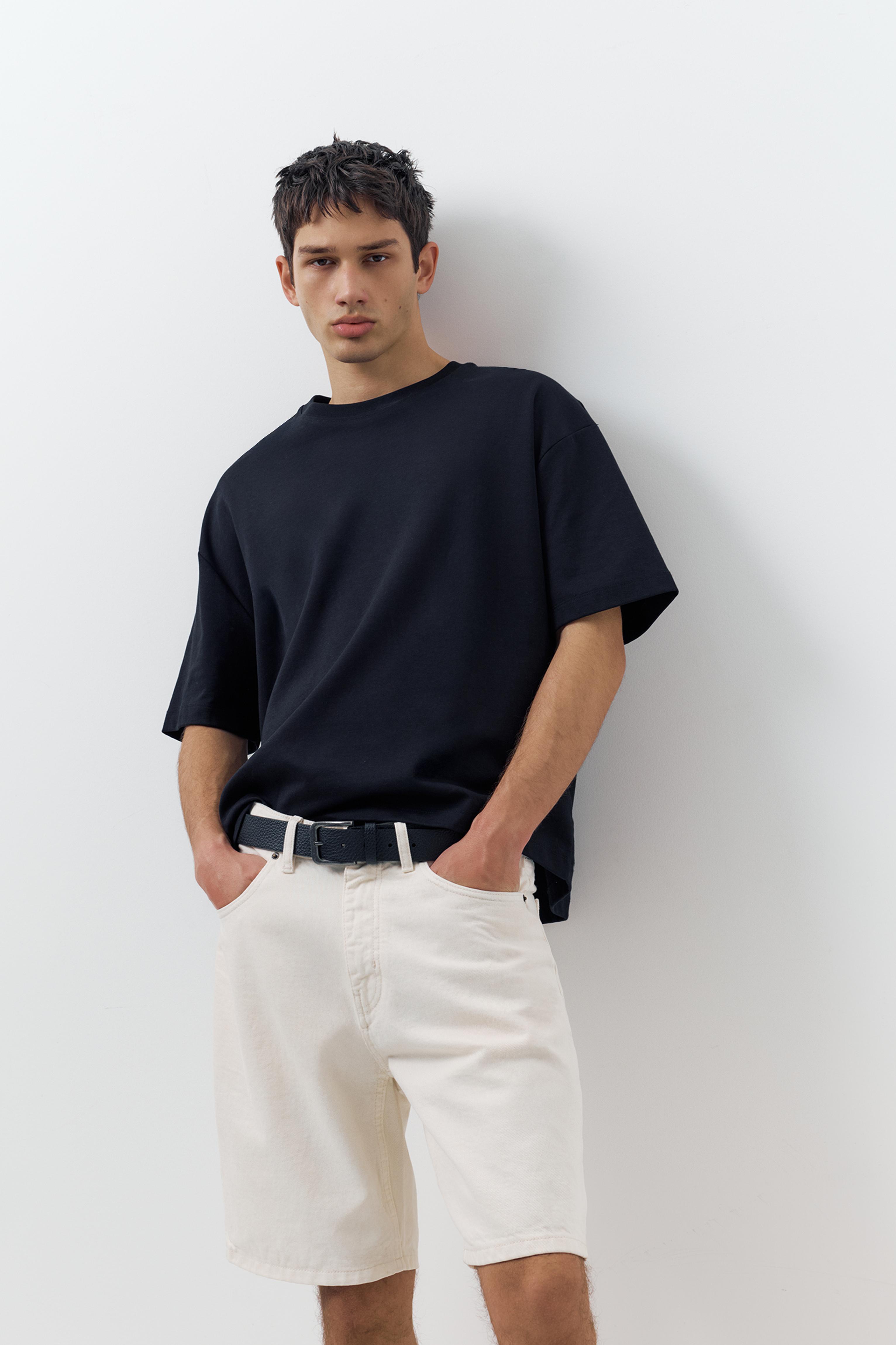 Standart kesim distressed denim bermuda - Görsel 13