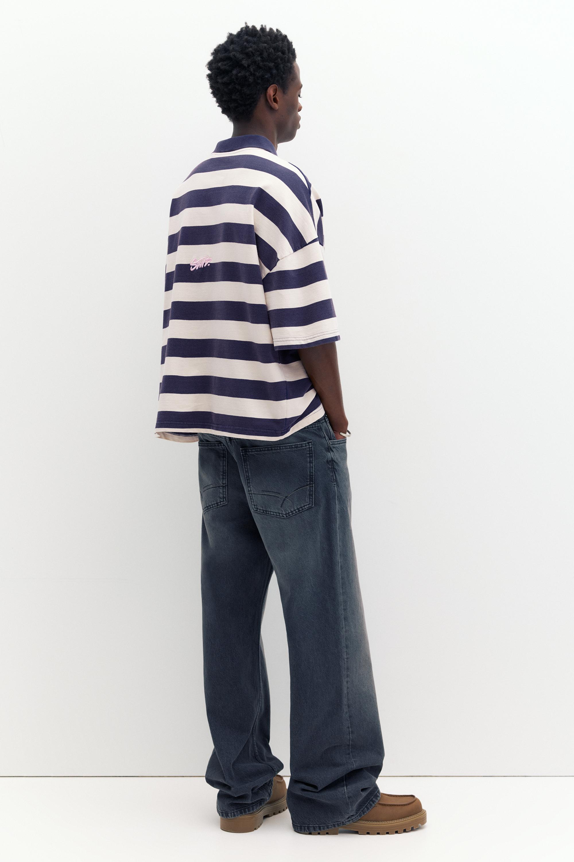 Çizgili boxy polo t-shirt - Görsel 34