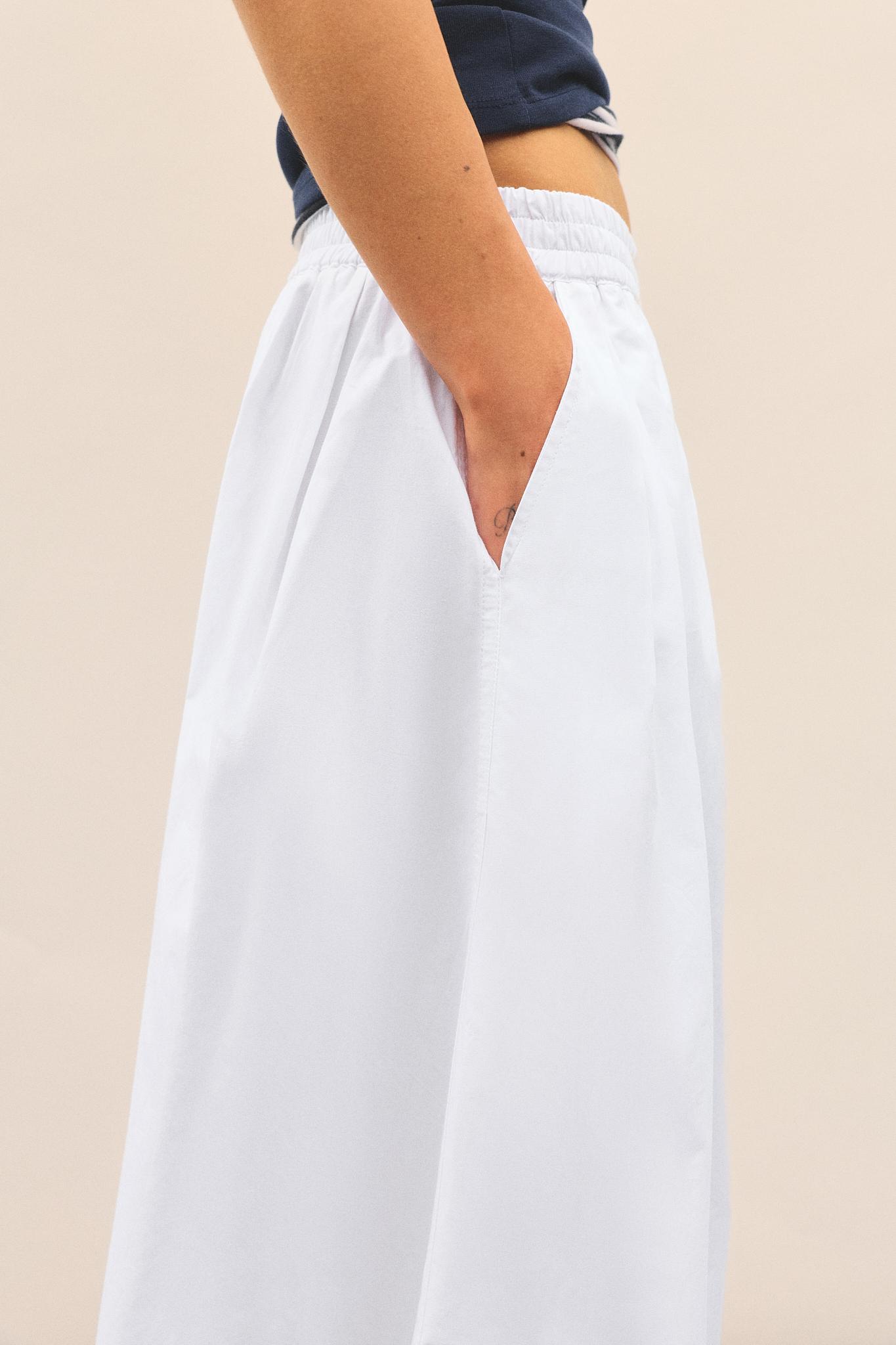 Long poplin skirt — White
