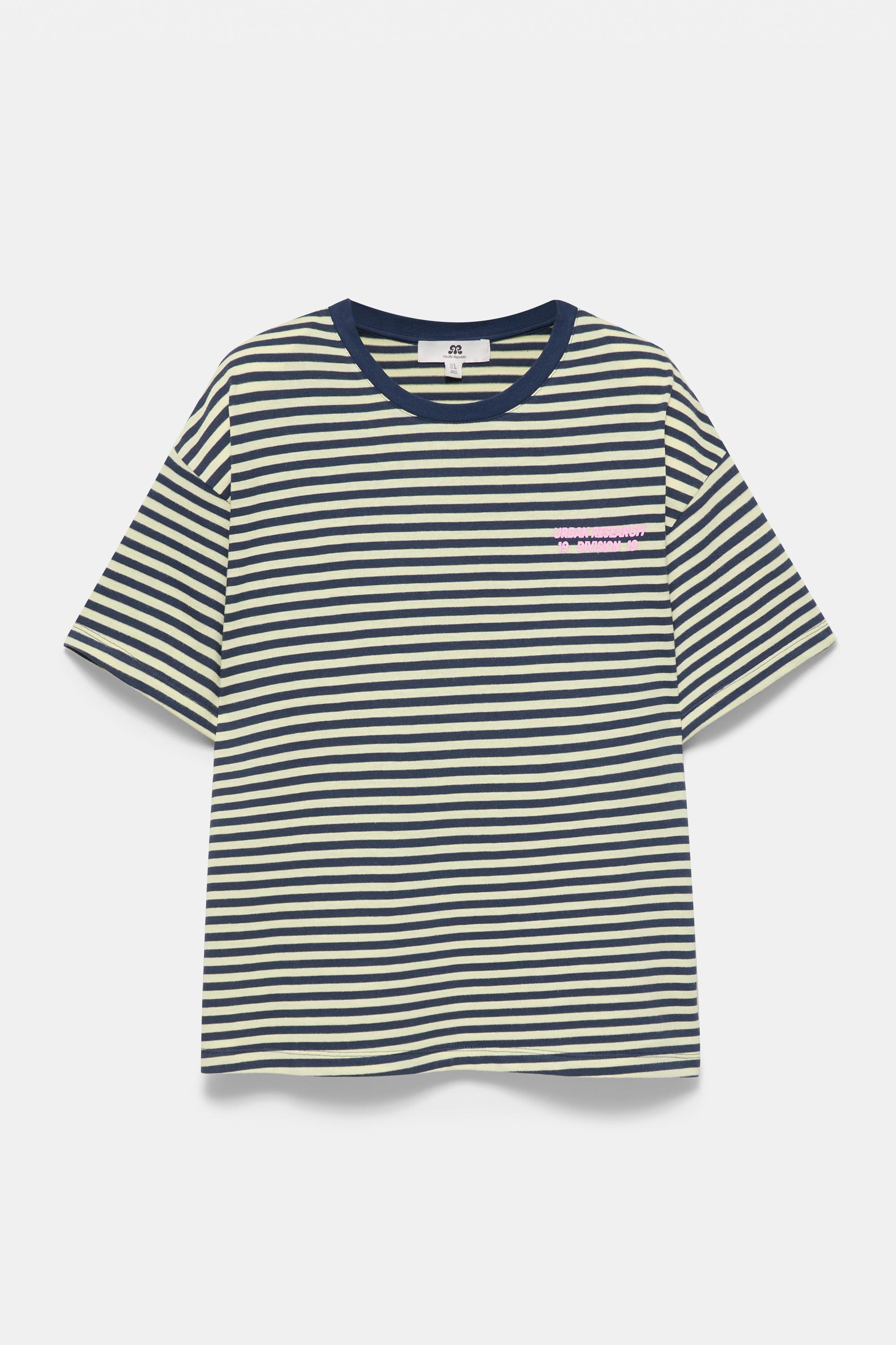 Striped T-shirt with text — Dark navy