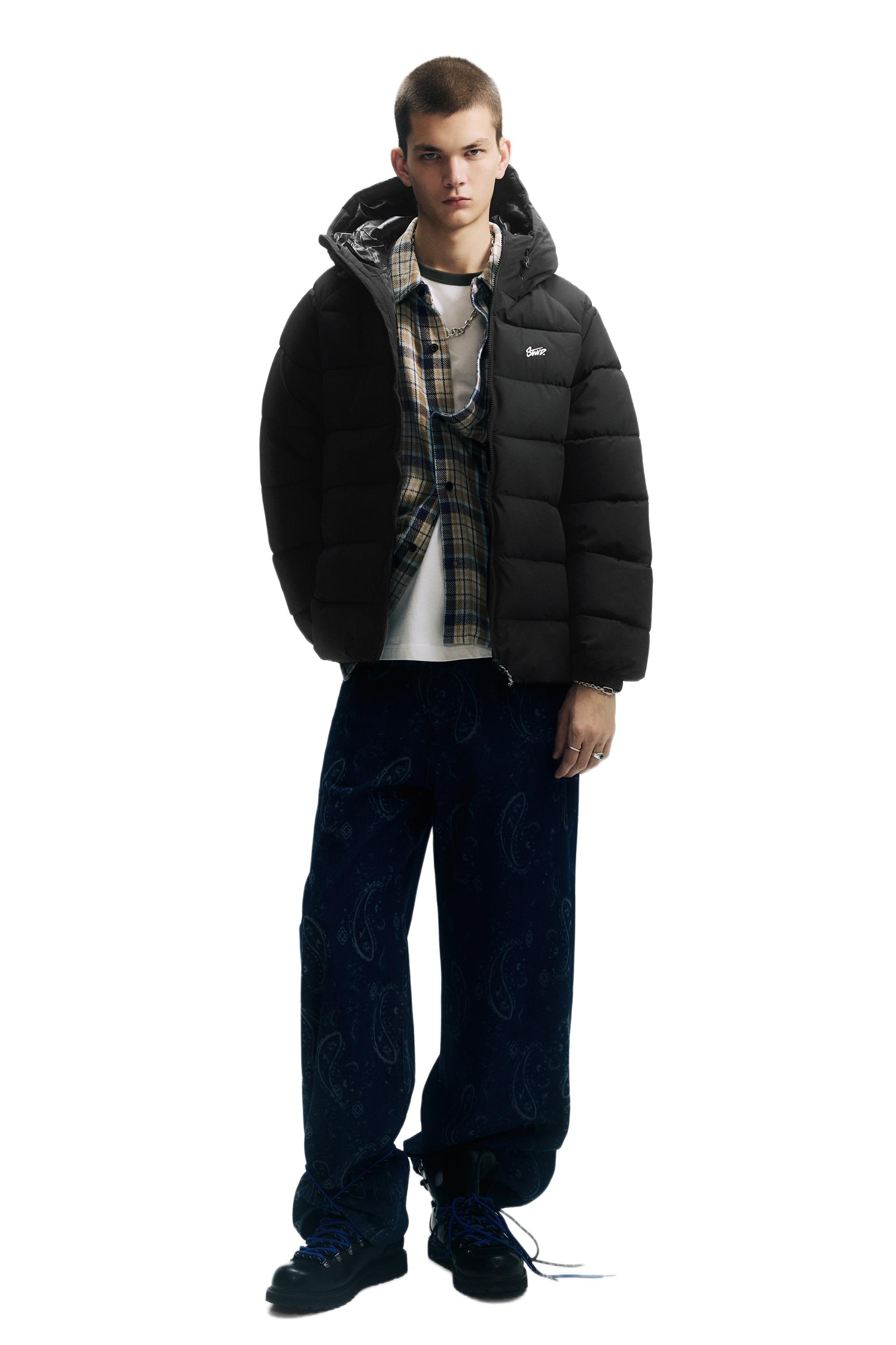 STWD hooded puffer jacket — Black