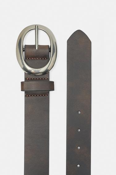 Belt with round buckle — Brown 2