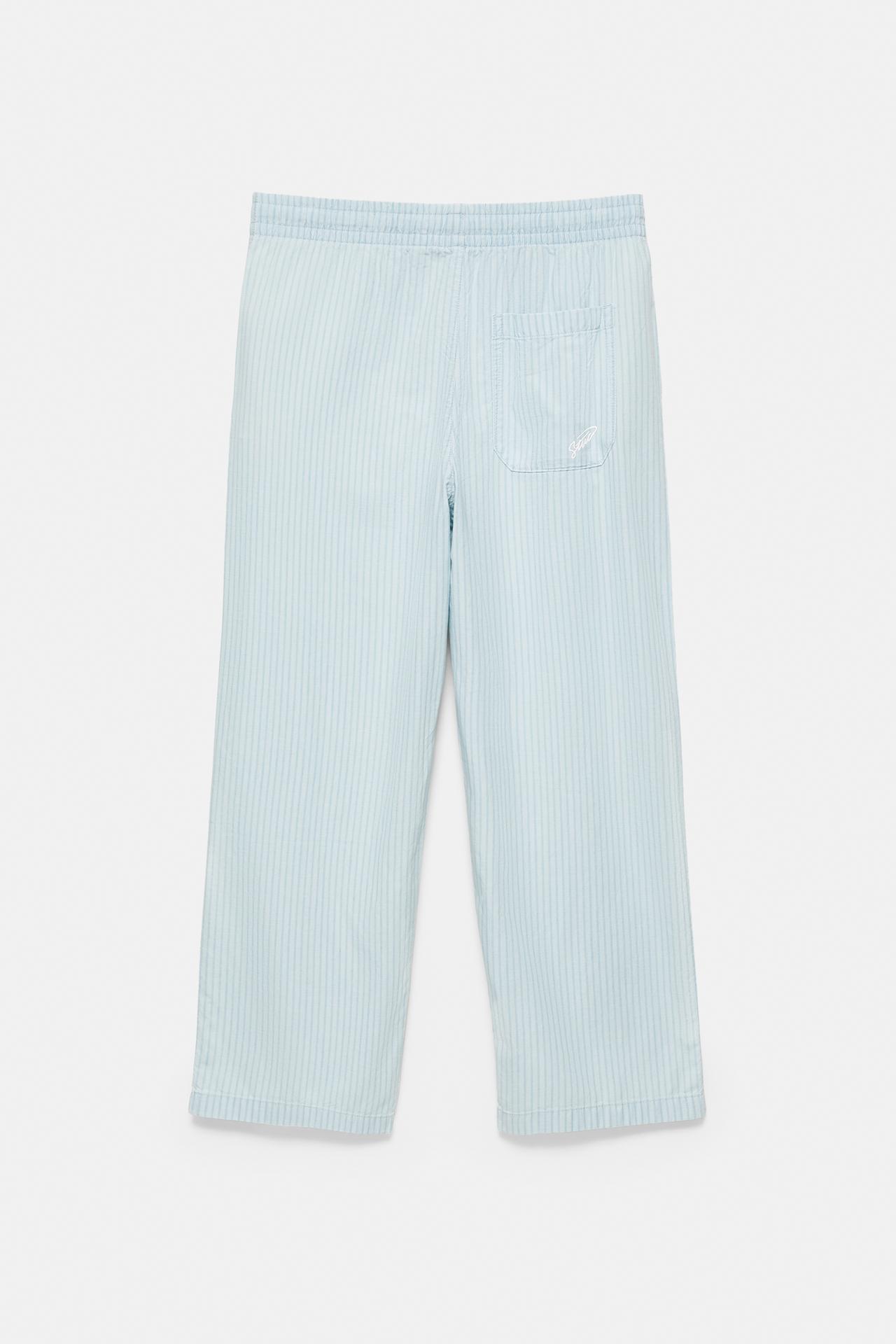 Striped pyjama-style trousers — Pale indigo