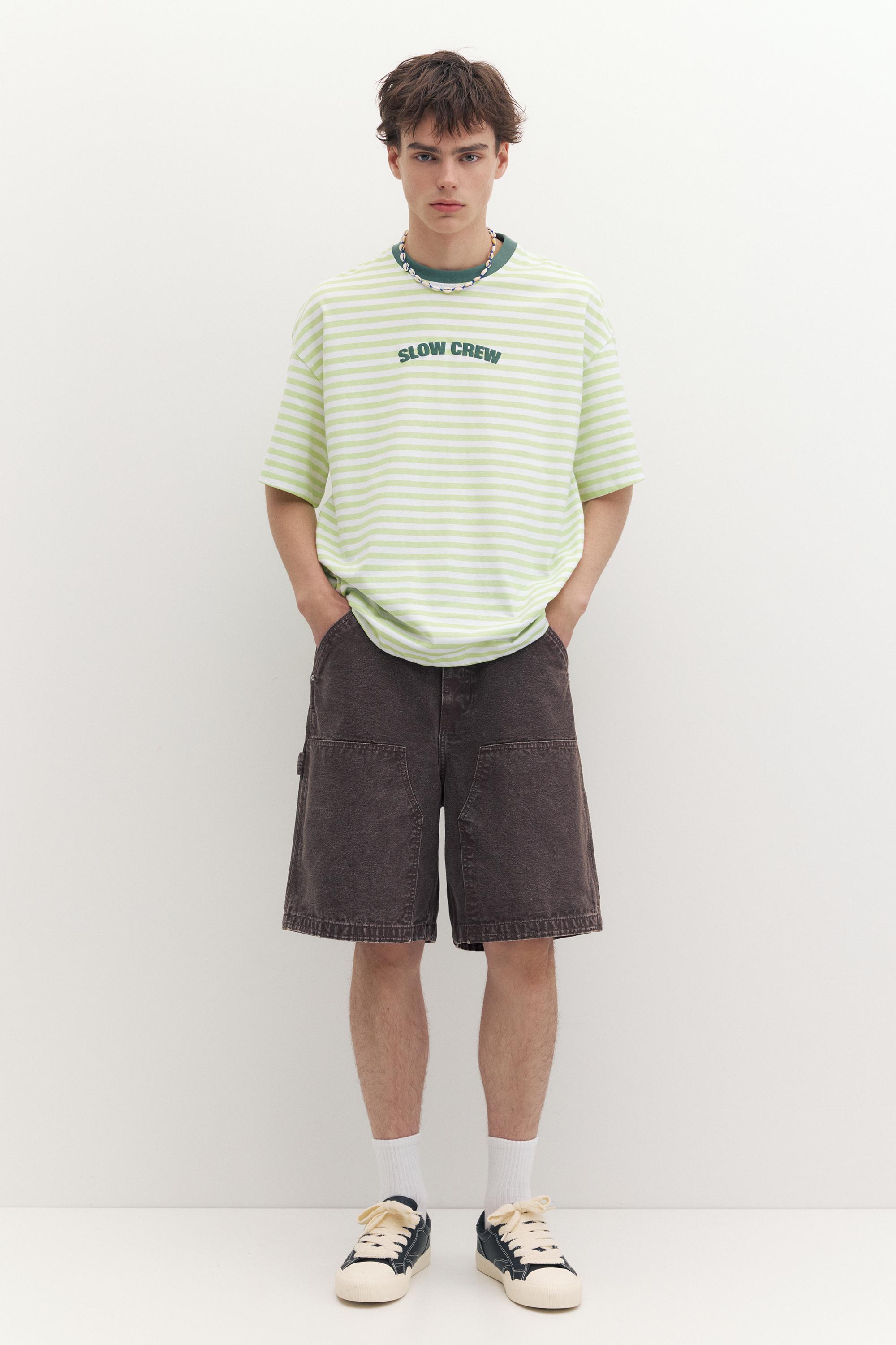 STWD boxy striped T-shirt — Green