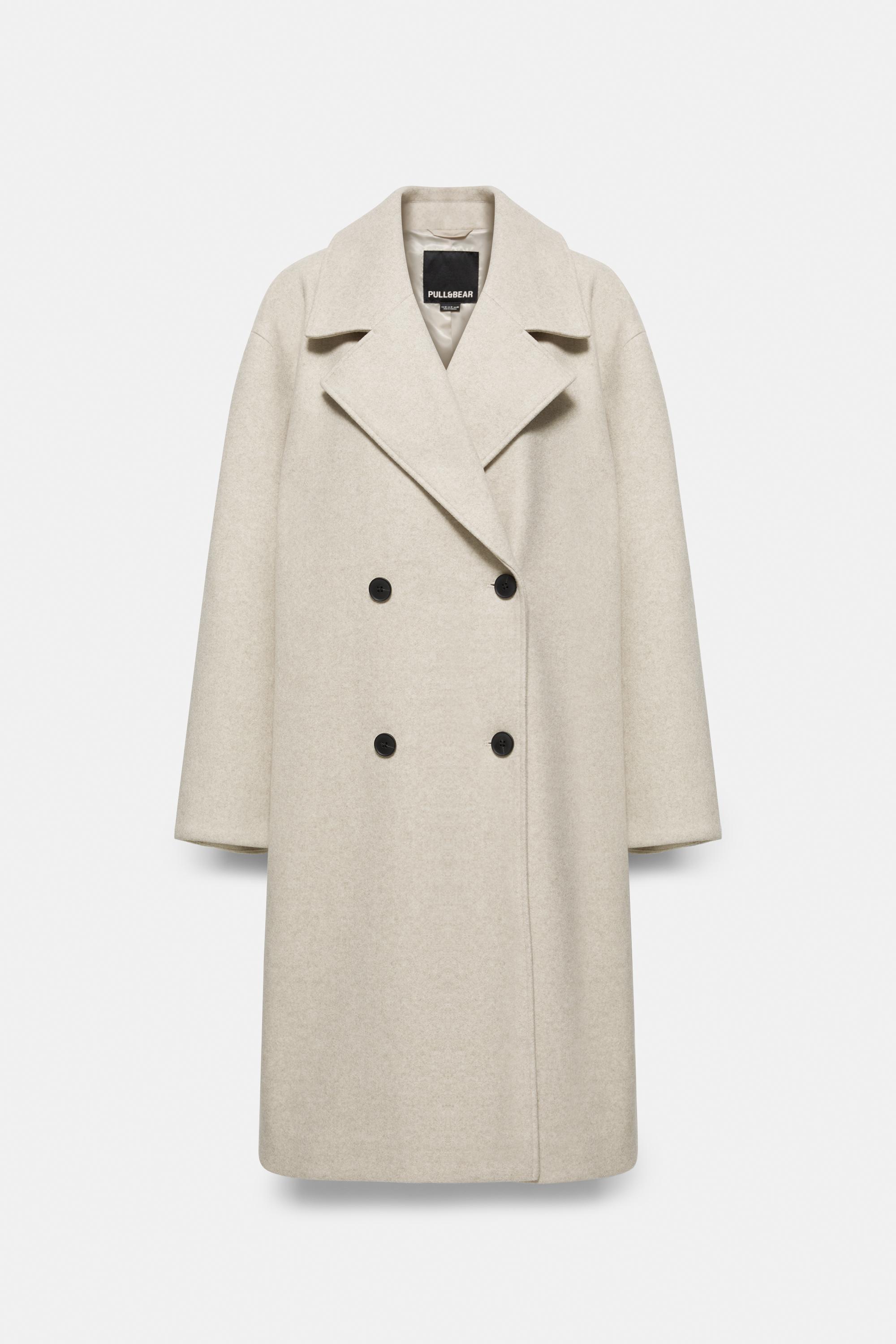 Double-breasted felt texture coat — Sand