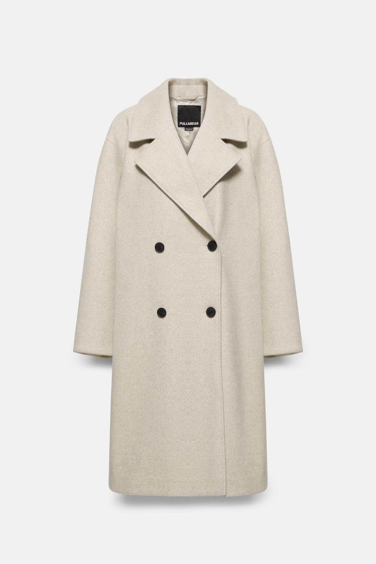Double-breasted felt texture coat — Sand