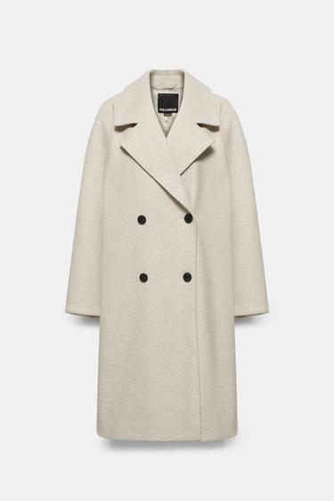 Double-breasted felt texture coat — Sand 6