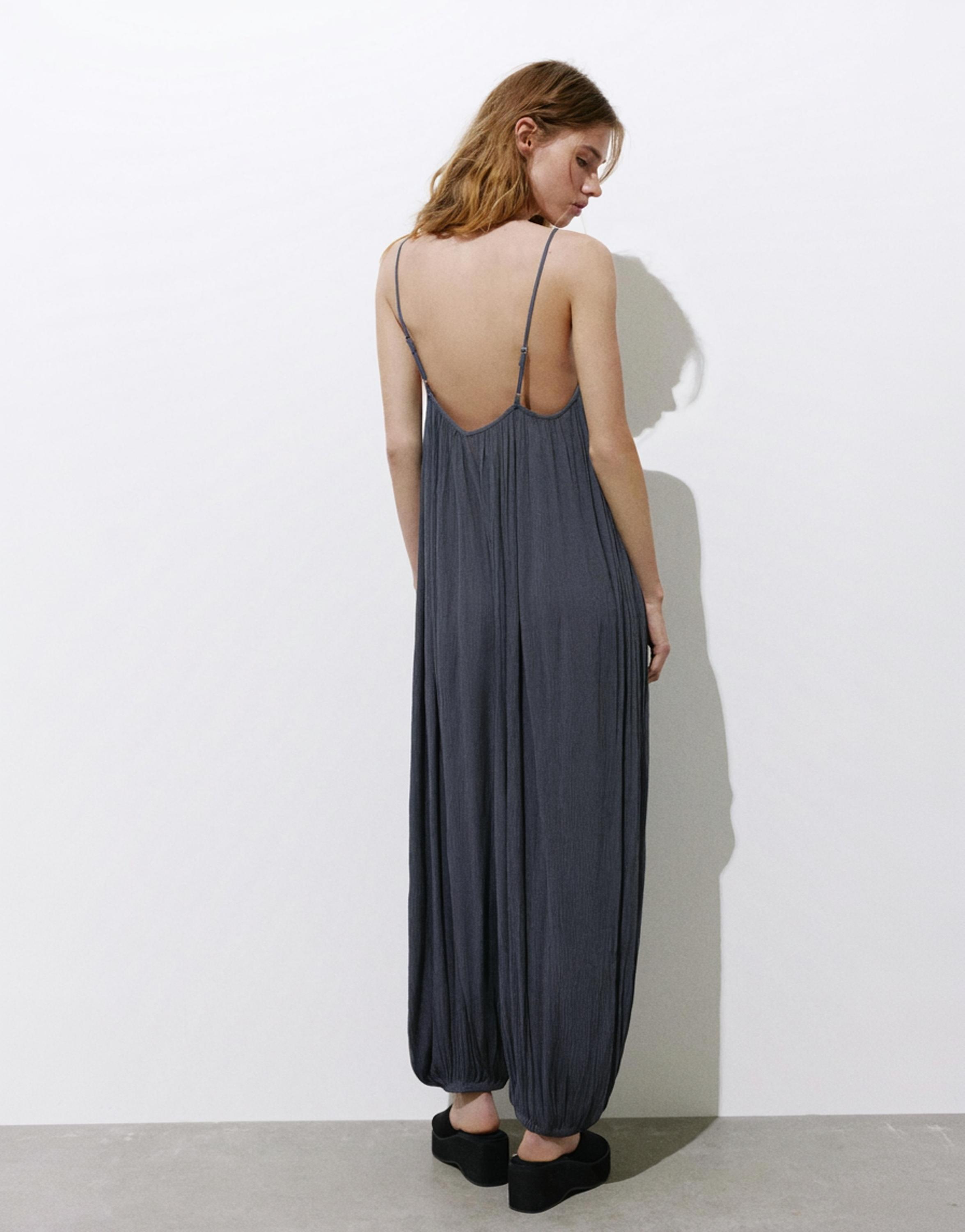 Flowing strappy sarouel jumpsuit — Bluish