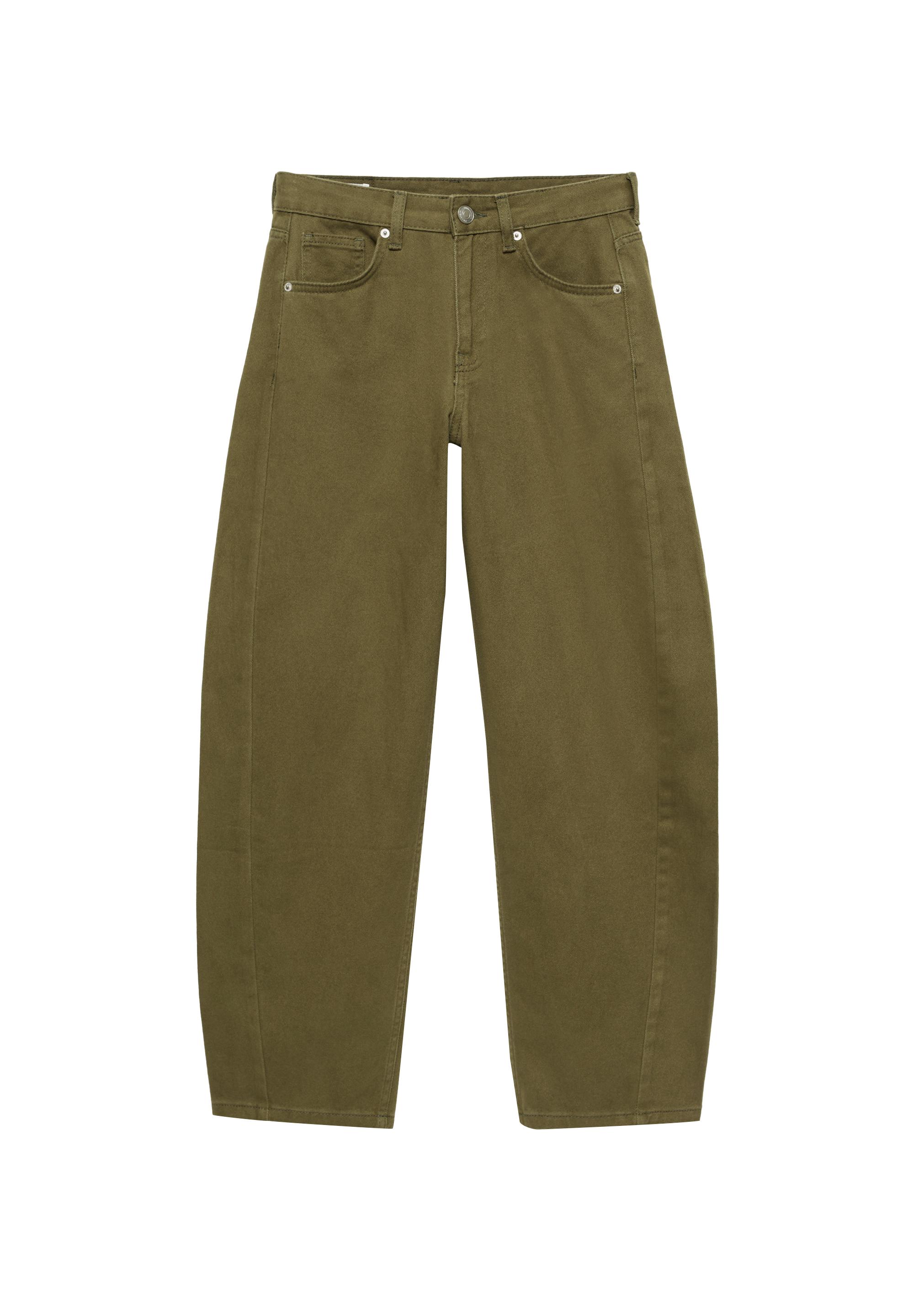 Low-rise barrel jeans — Khaki