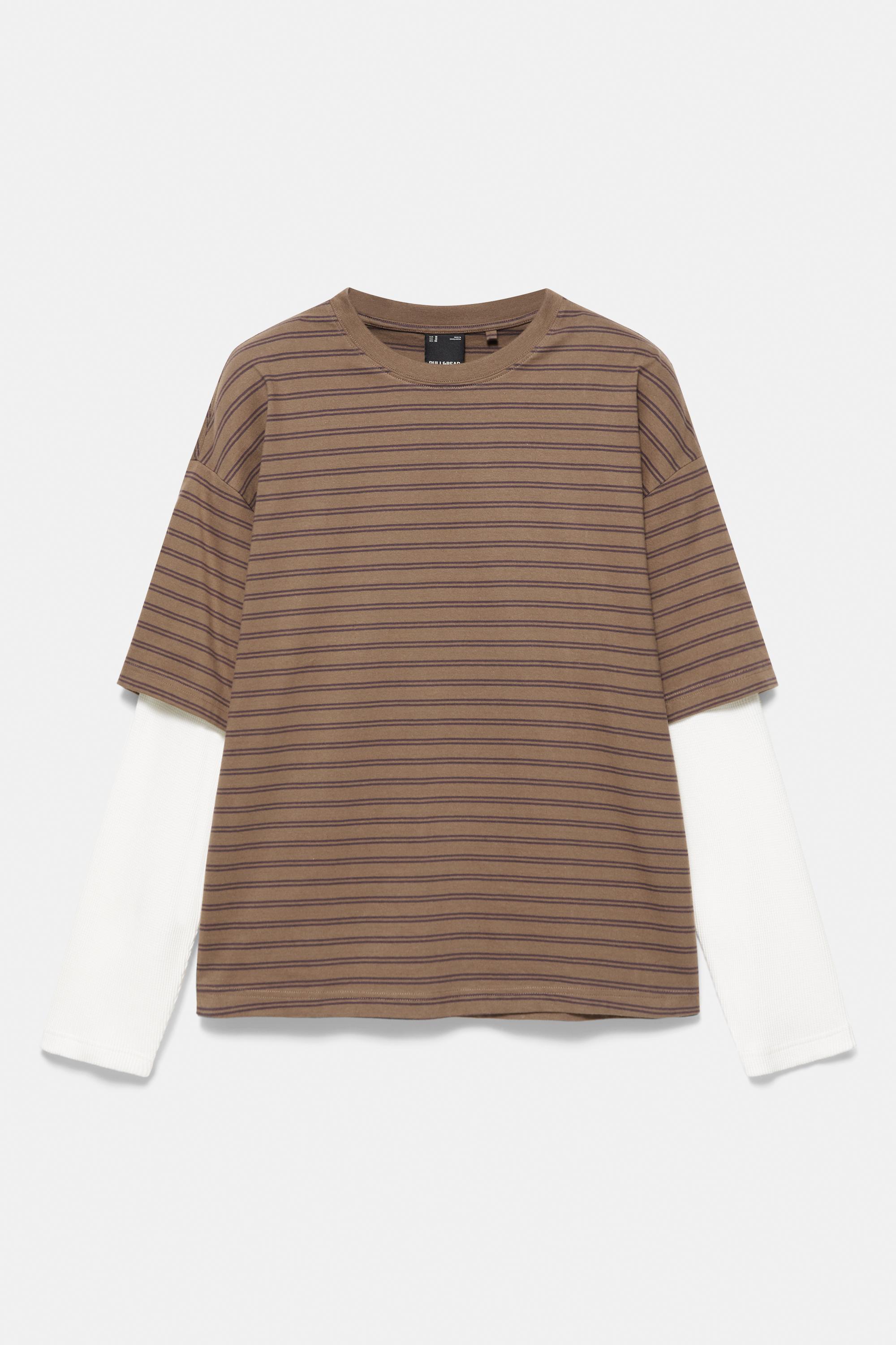Double-layer long sleeve T-shirt — Striped