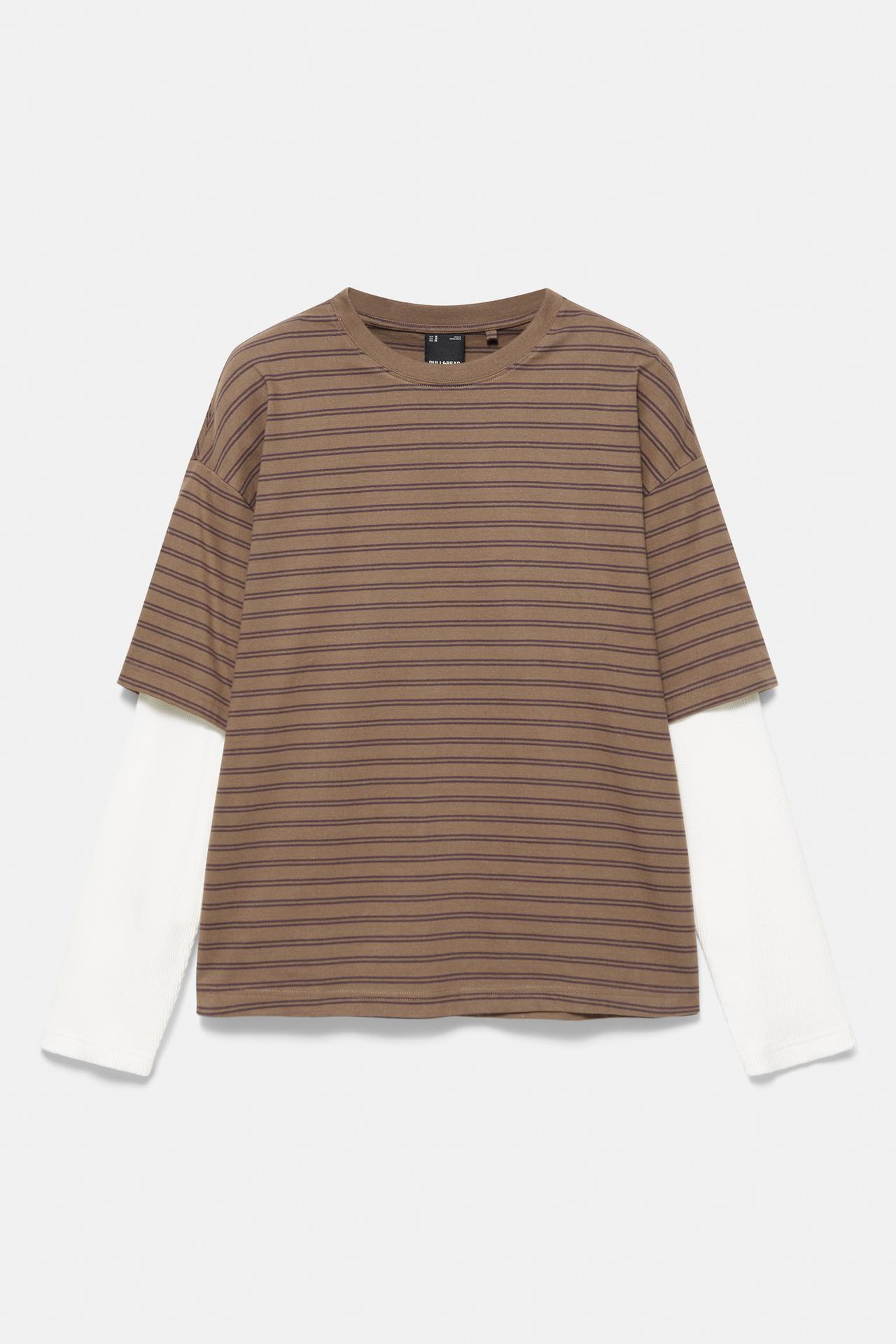Double-layer long sleeve T-shirt — Striped
