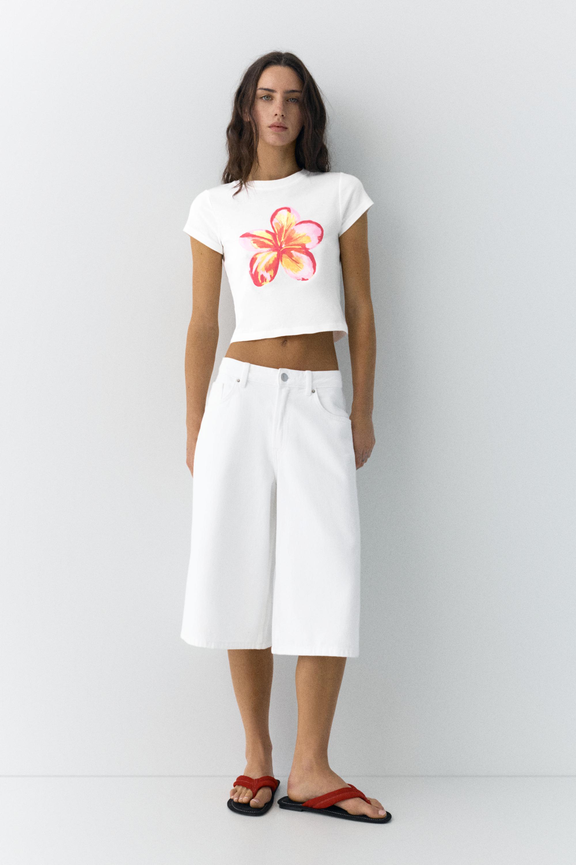 Çiçek grafik baskılı t-shirt - Görsel 13