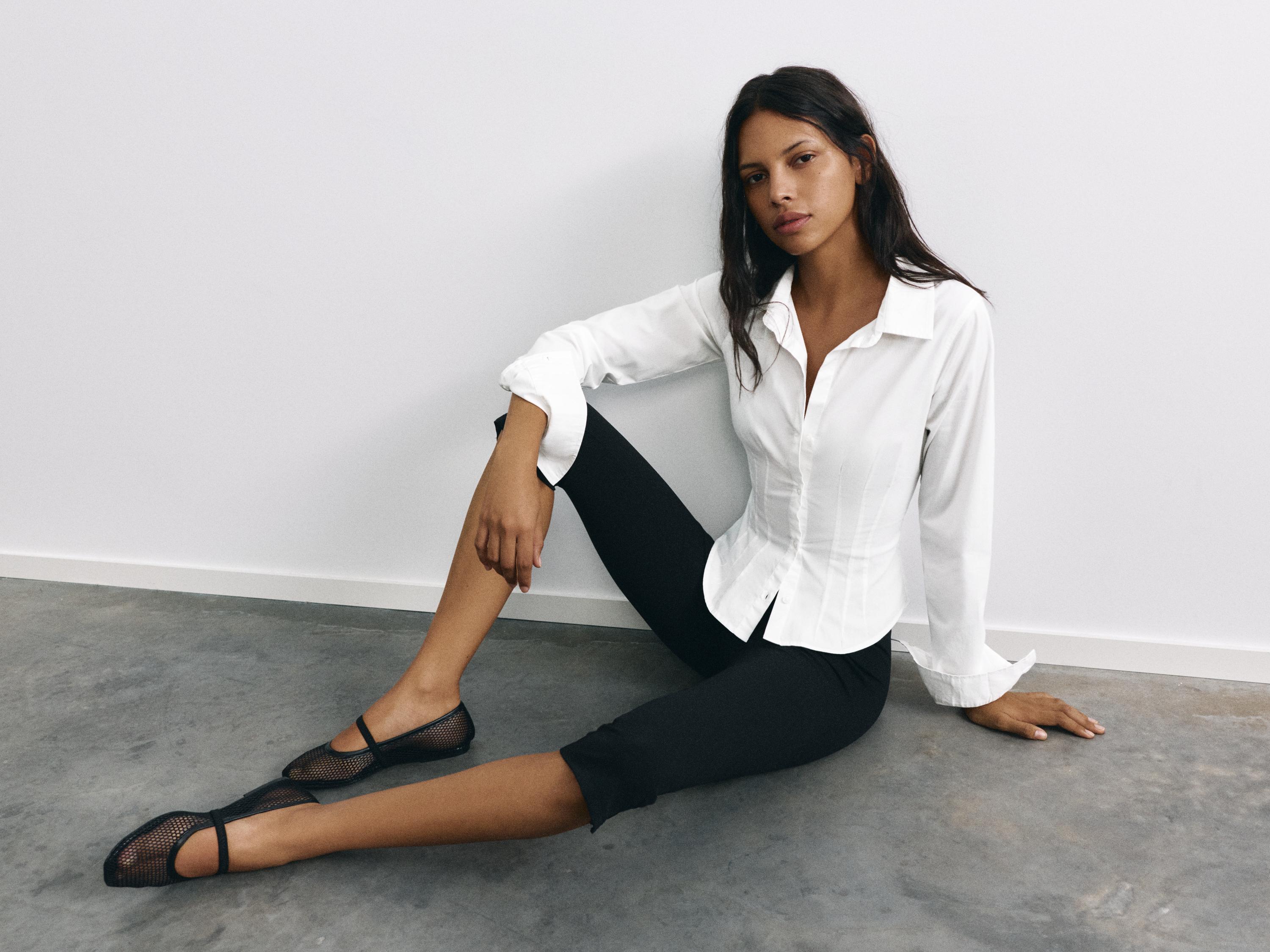 Fitted wide-cuff shirt — White