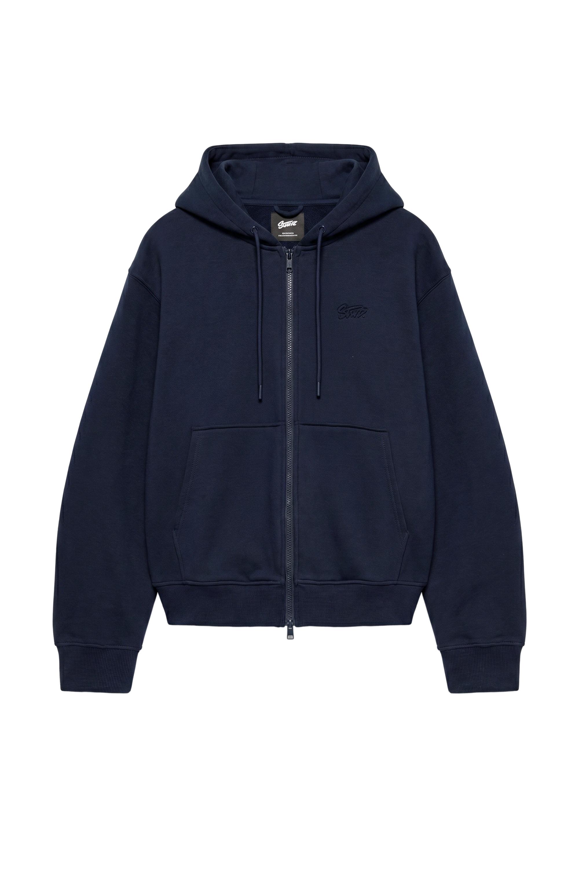 Sudadera capucha cremallera efecto neopreno