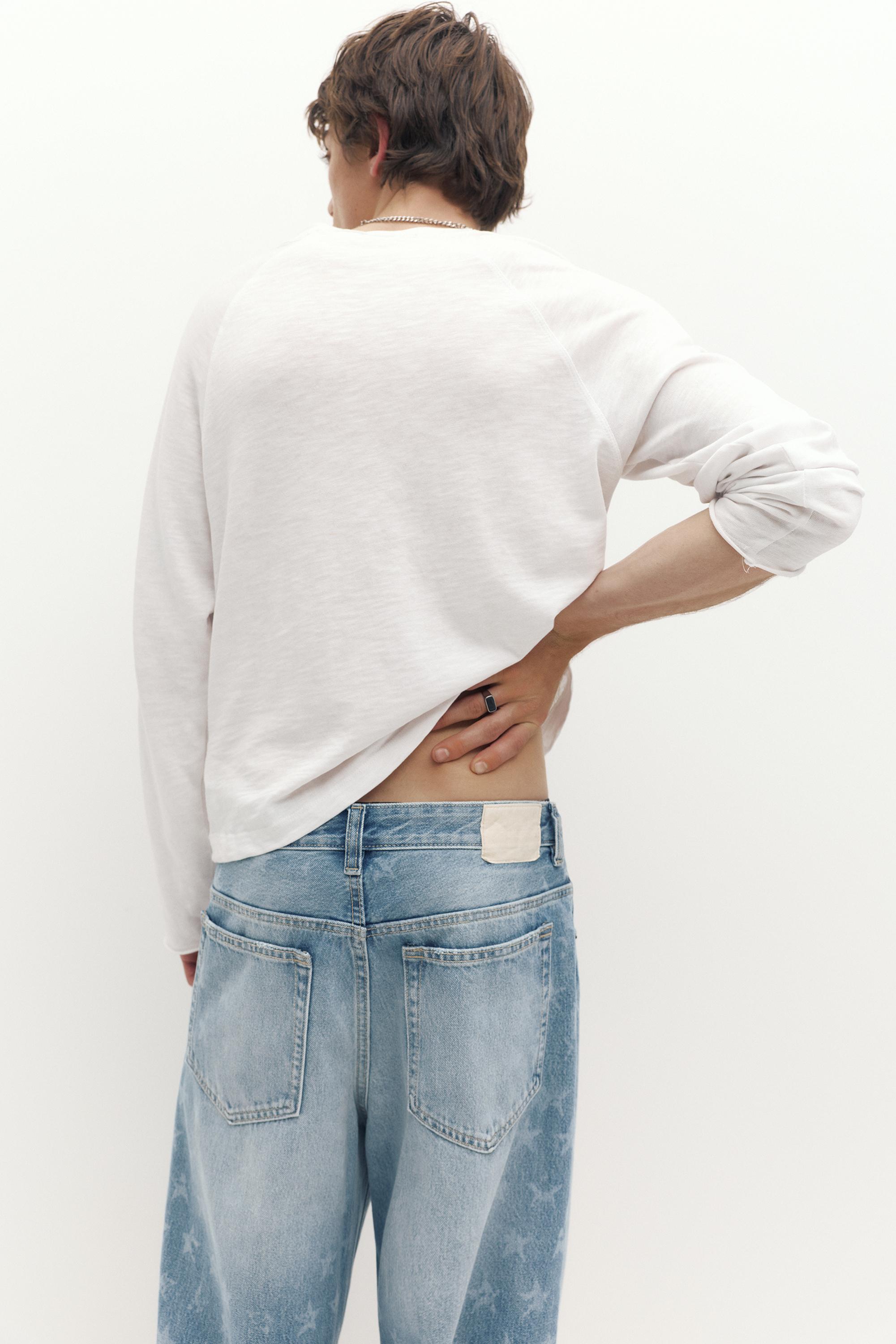 Star print wide-leg jeans — Medium blue