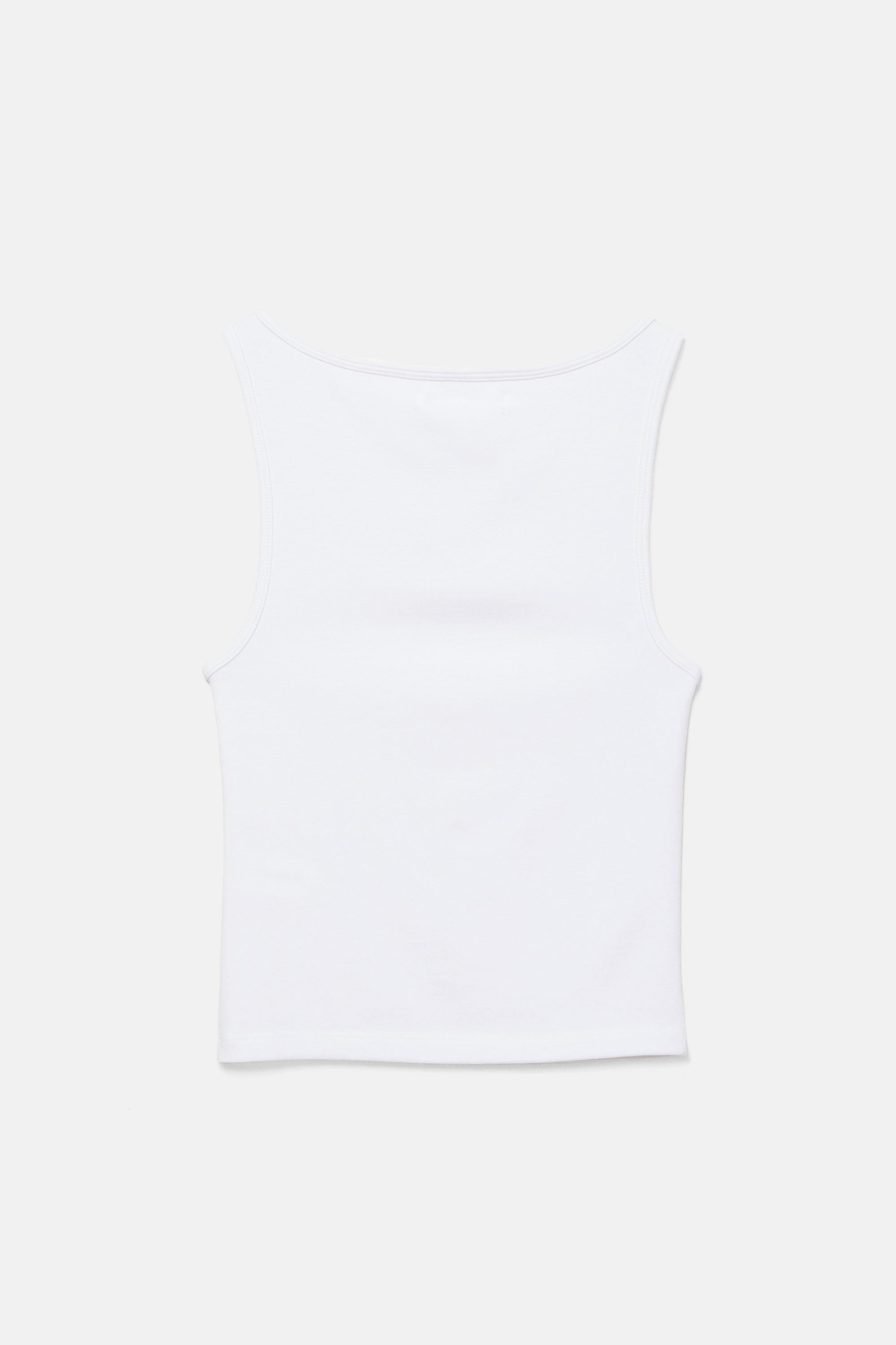 Boat neck tank top — White