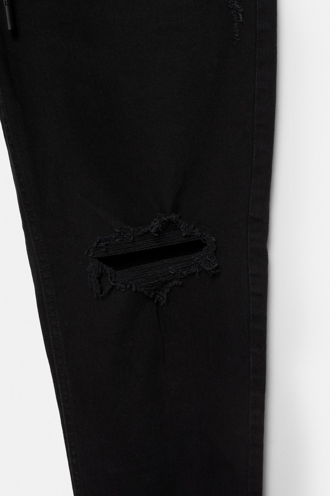 Ripped denim jogger trousers — Black