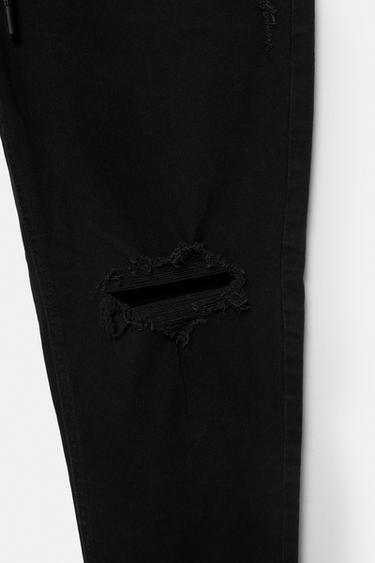 Ripped denim jogger trousers — Black 8