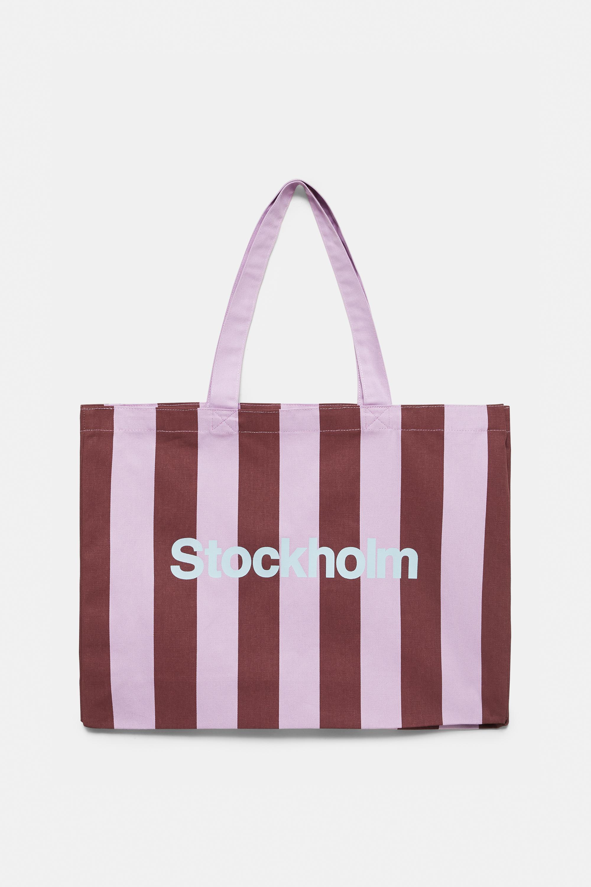Striped city tote bag — Pink