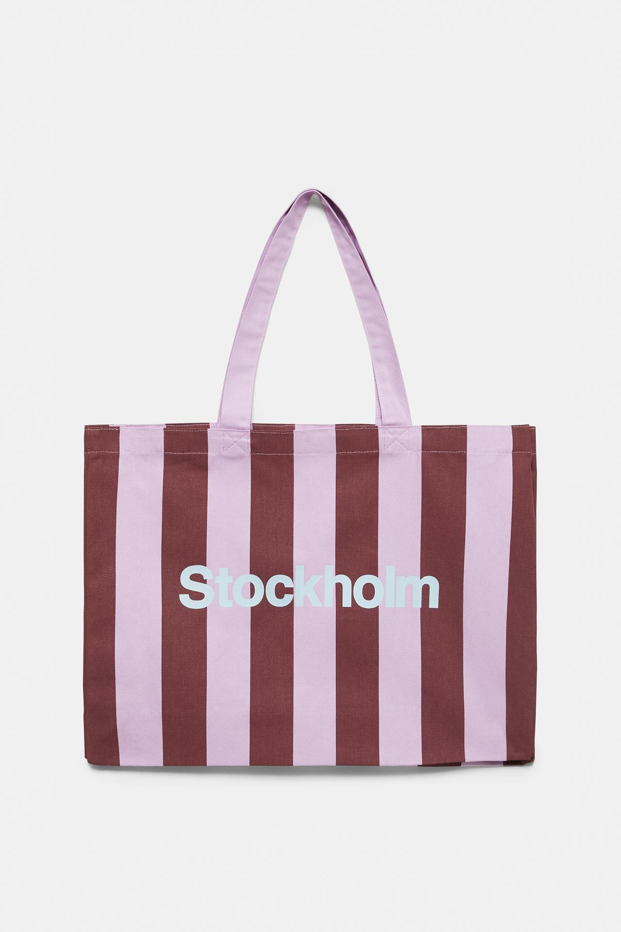 Striped city tote bag — Pink