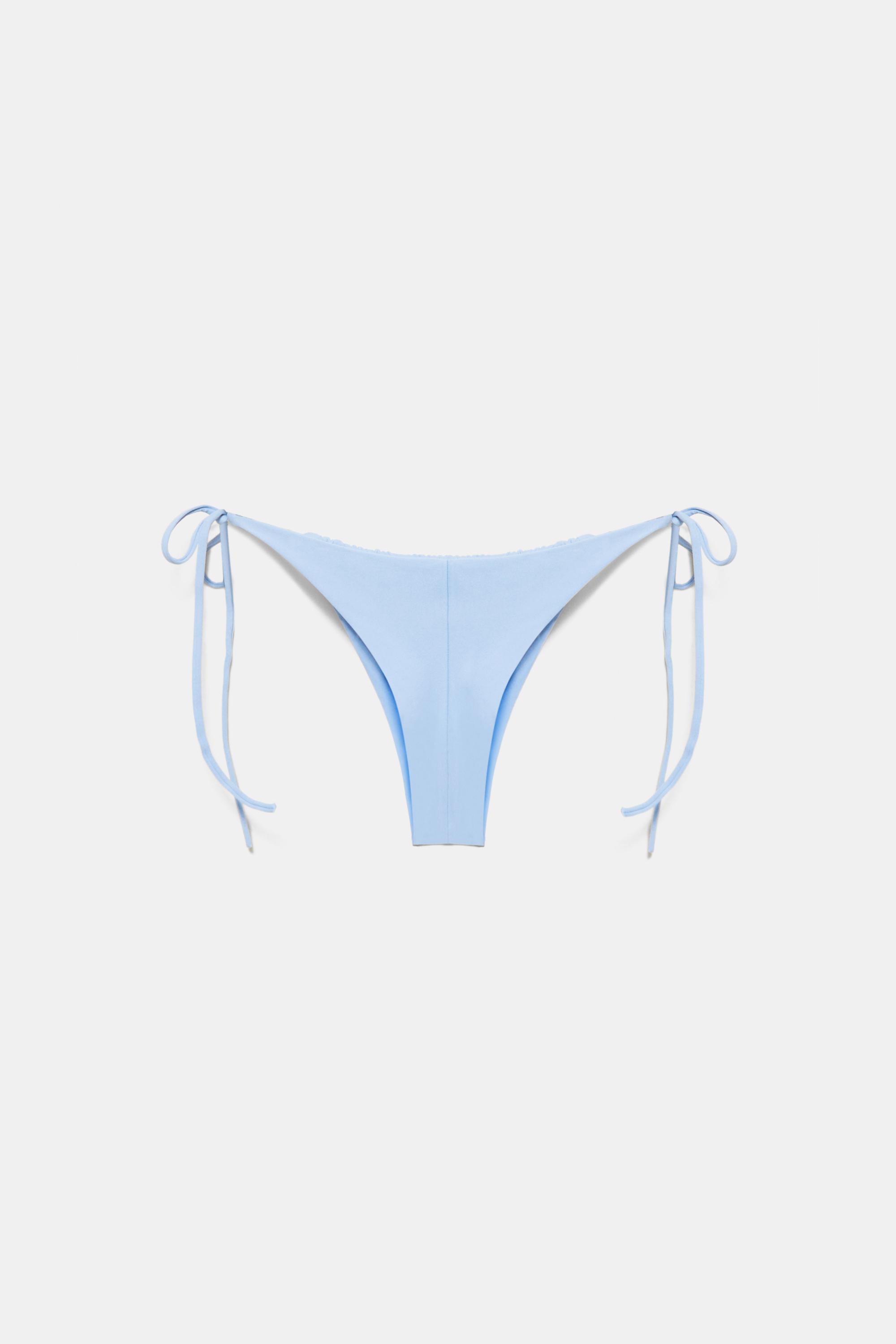 Draped bikini bottoms — Pale blue