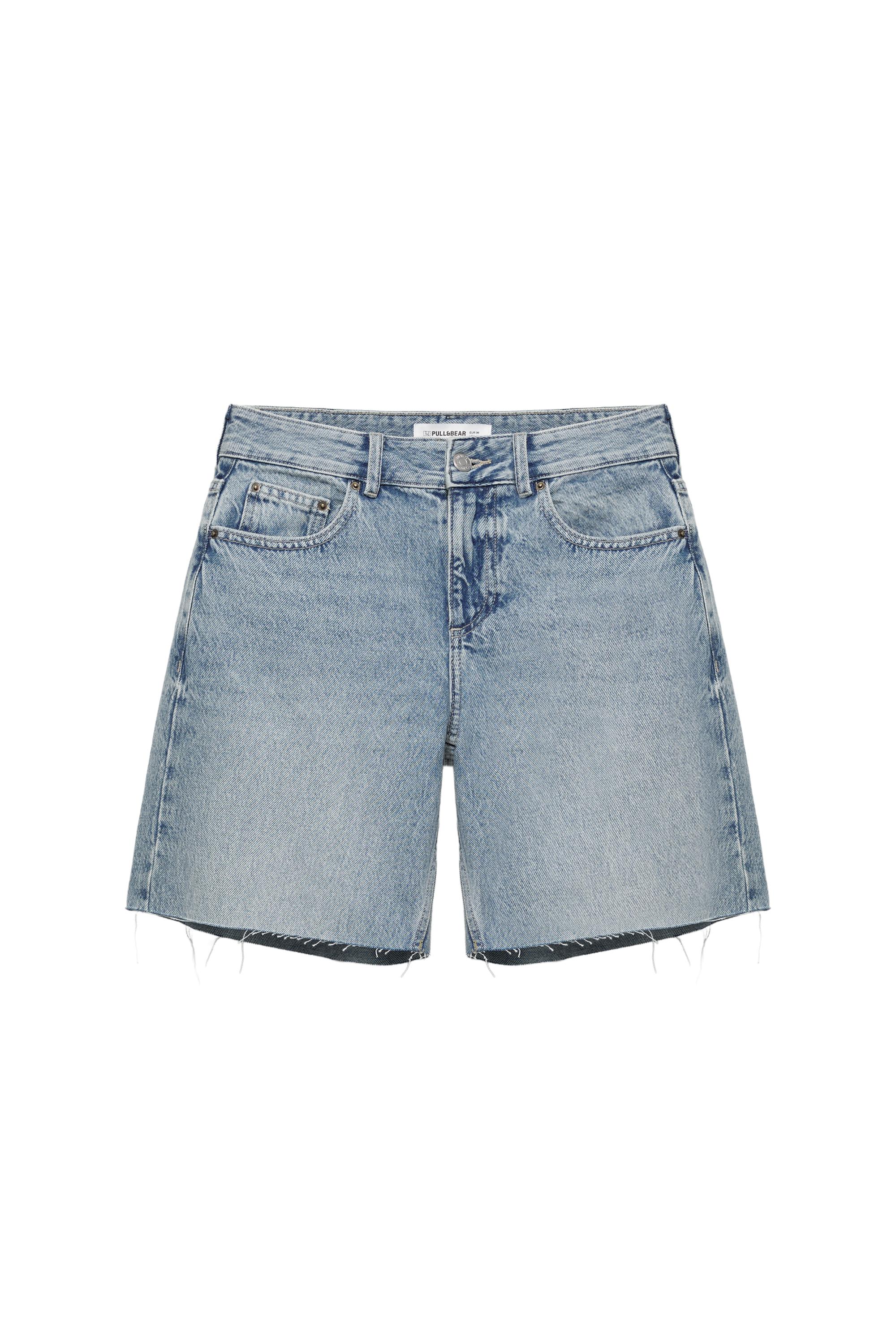 Pull&Bear Düşük bel denim bermuda şort görsel 3