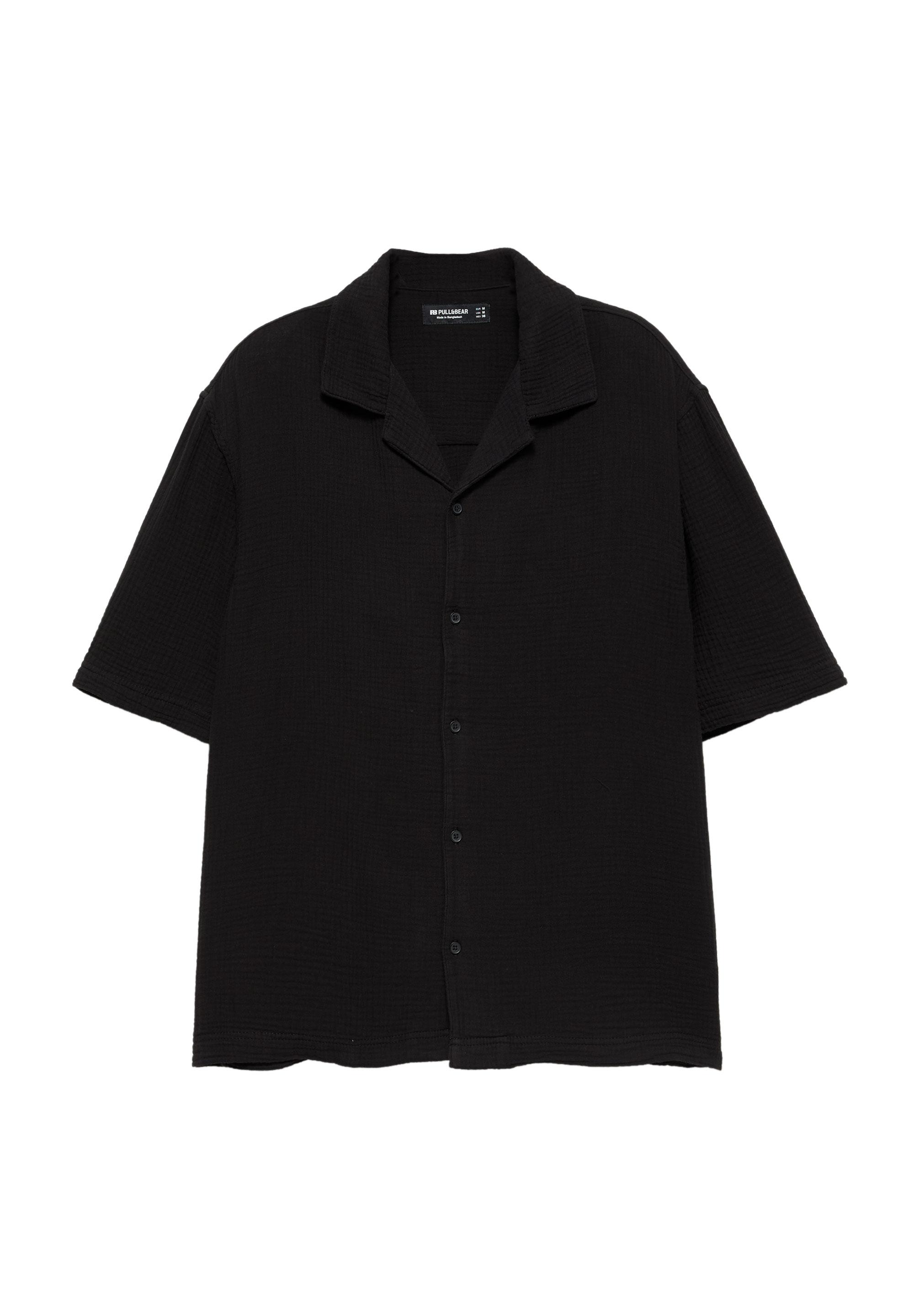 Short sleeve crepe shirt — Black