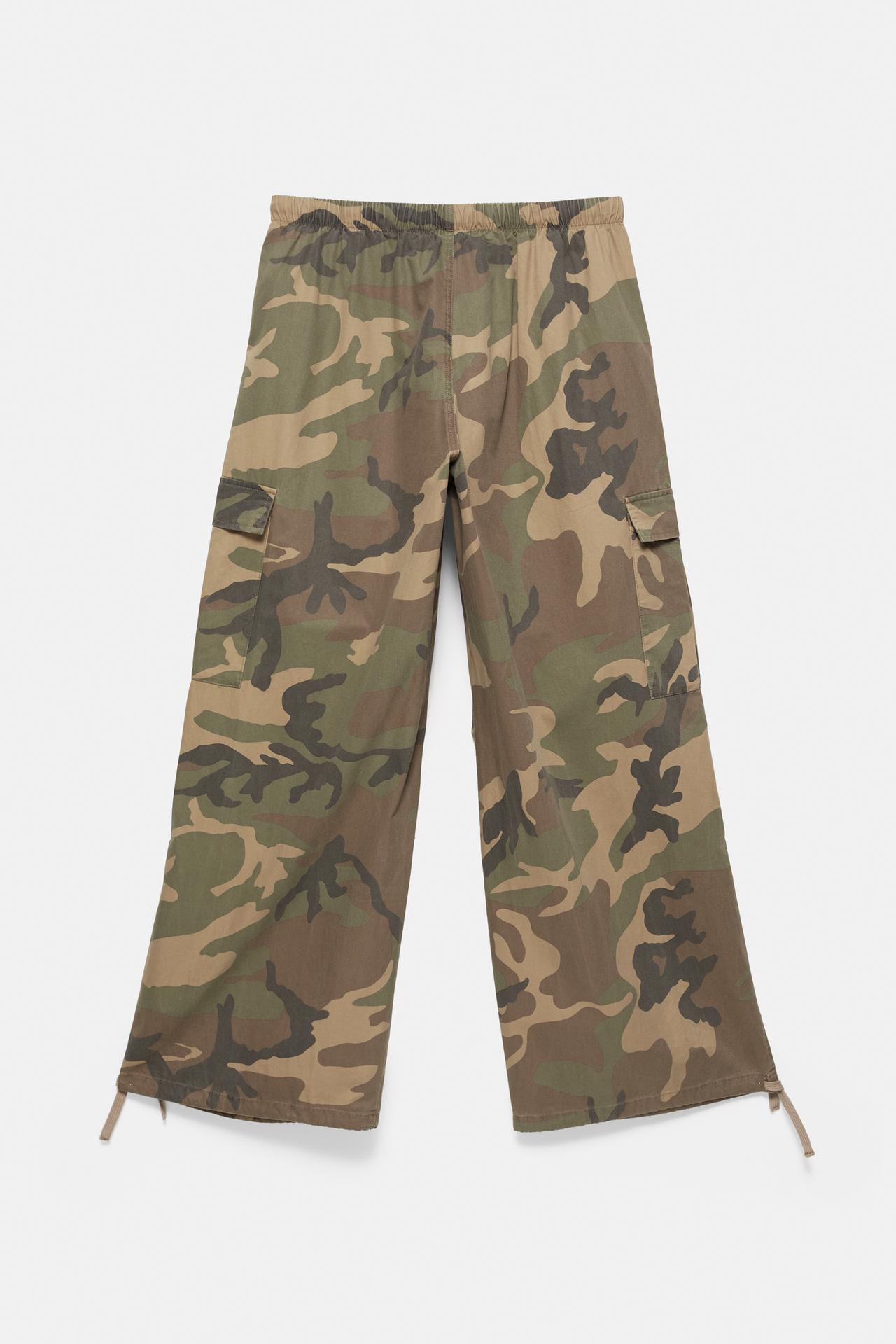 Printed parachute trousers — Khaki