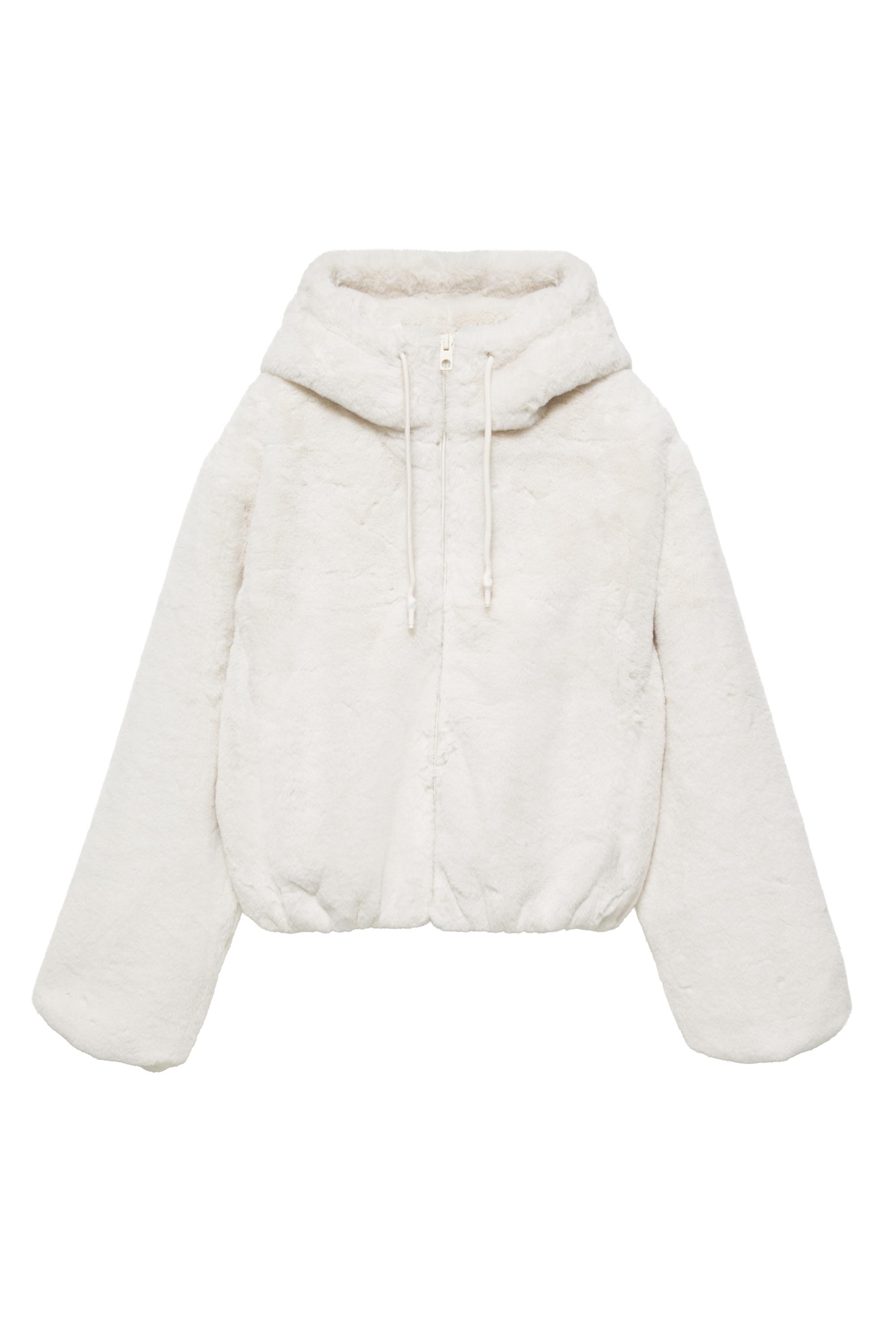 Pull&Bear Kapüşonlu suni kürk ceket görsel 3