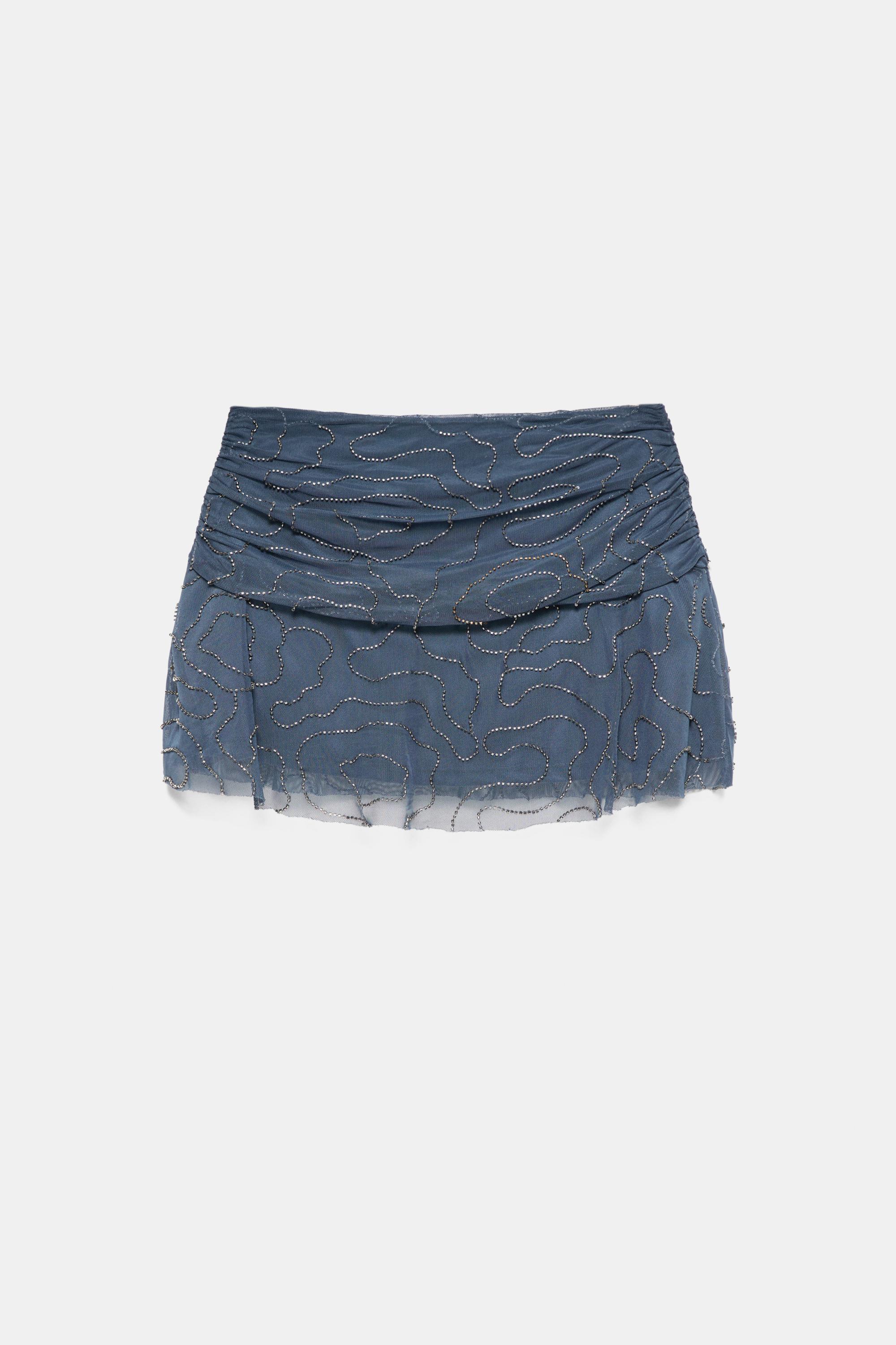 Beaded tulle mini skirt — Ocean