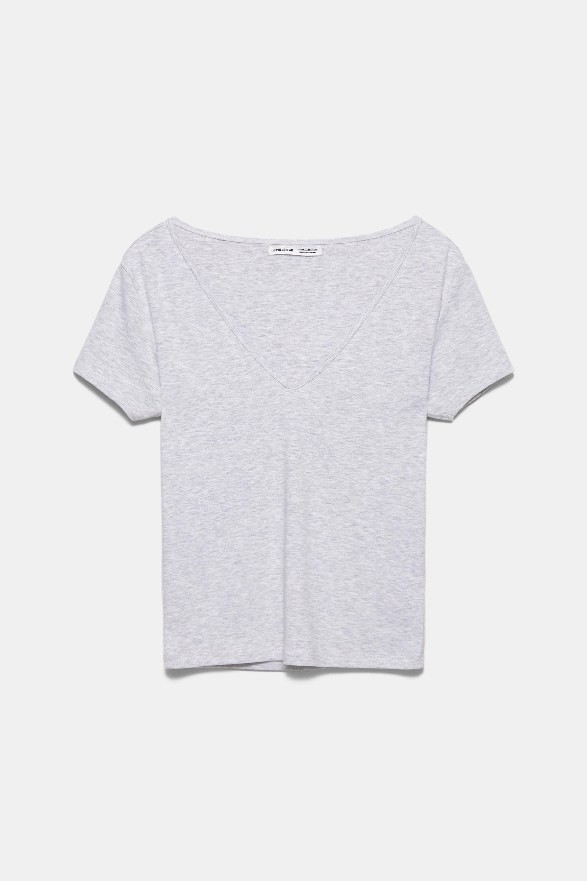V-neck T-shirt — Grey marl