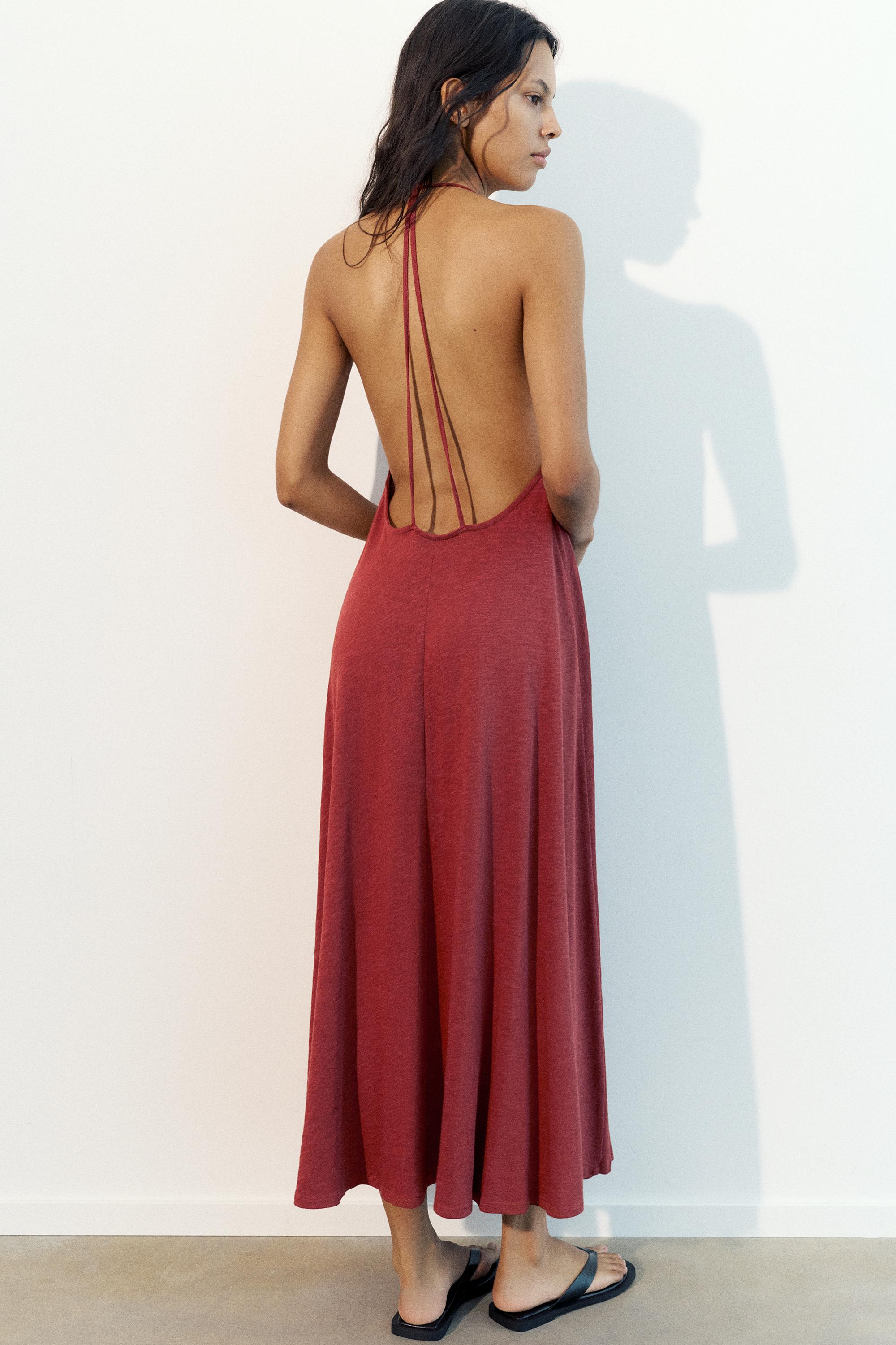 Strappy back midi dress — Russet