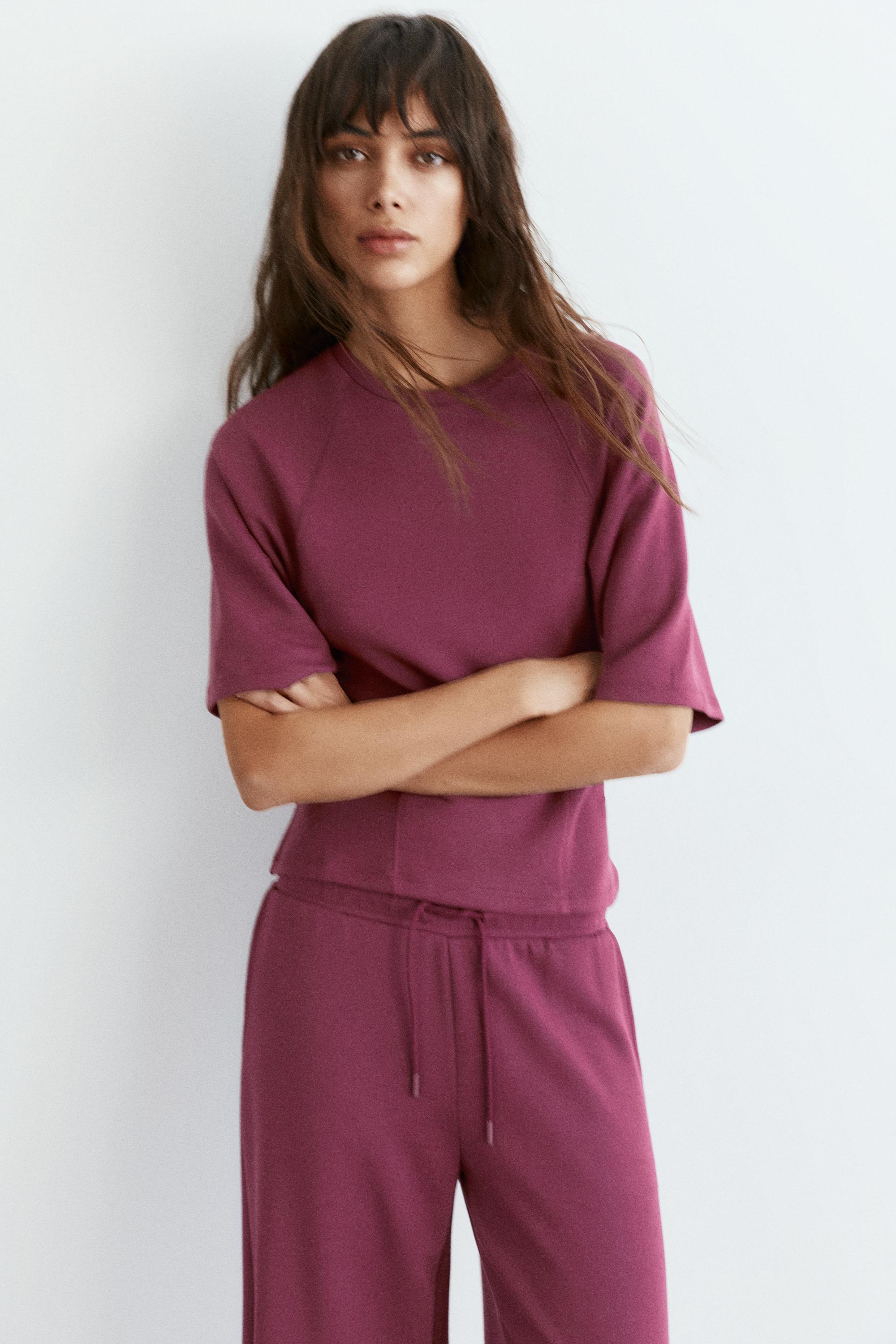 Soft touch short sleeve sweatshirt — Eggplant