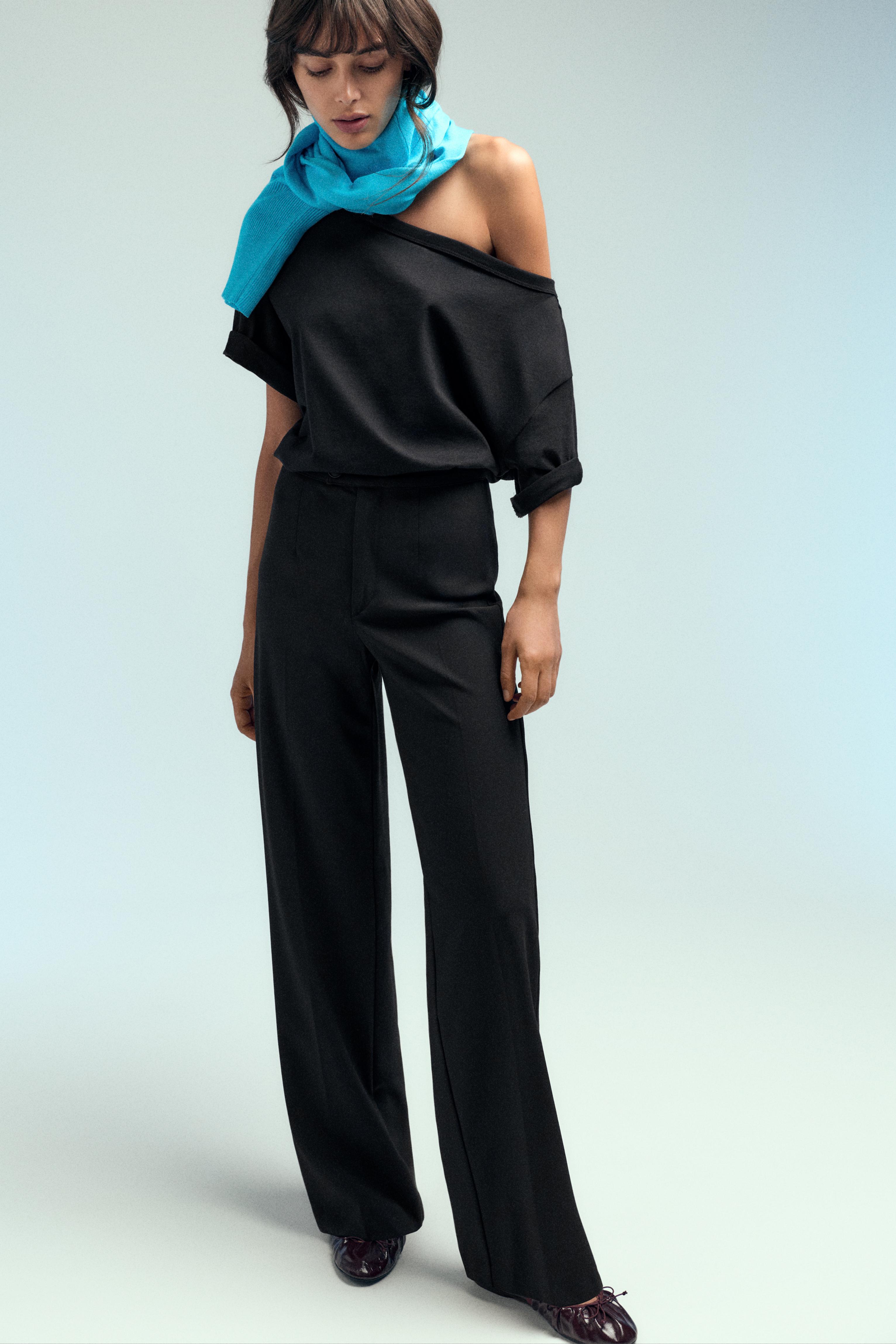 Straight-leg darted trousers — Black