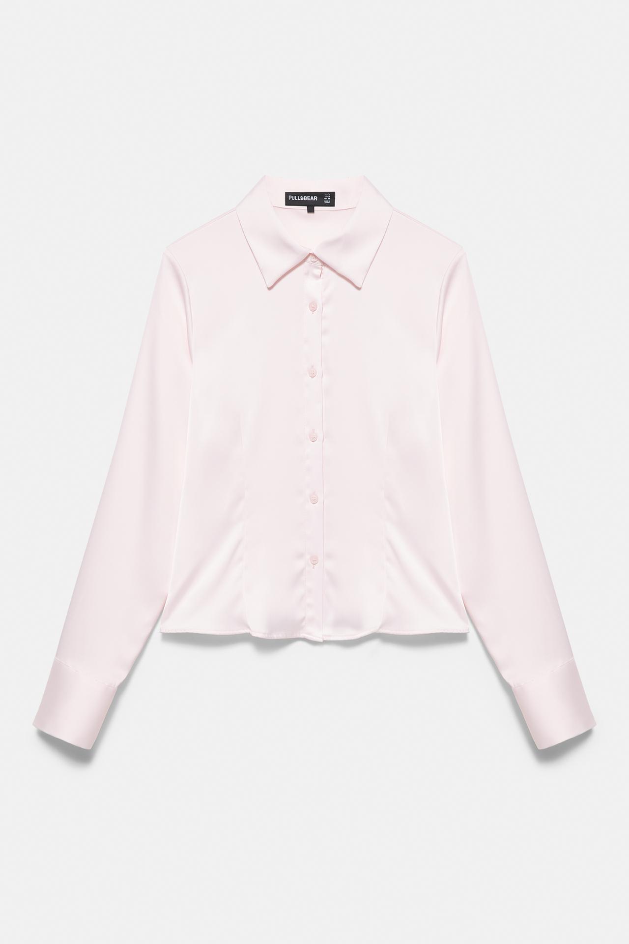 Fitted satin shirt — Pink